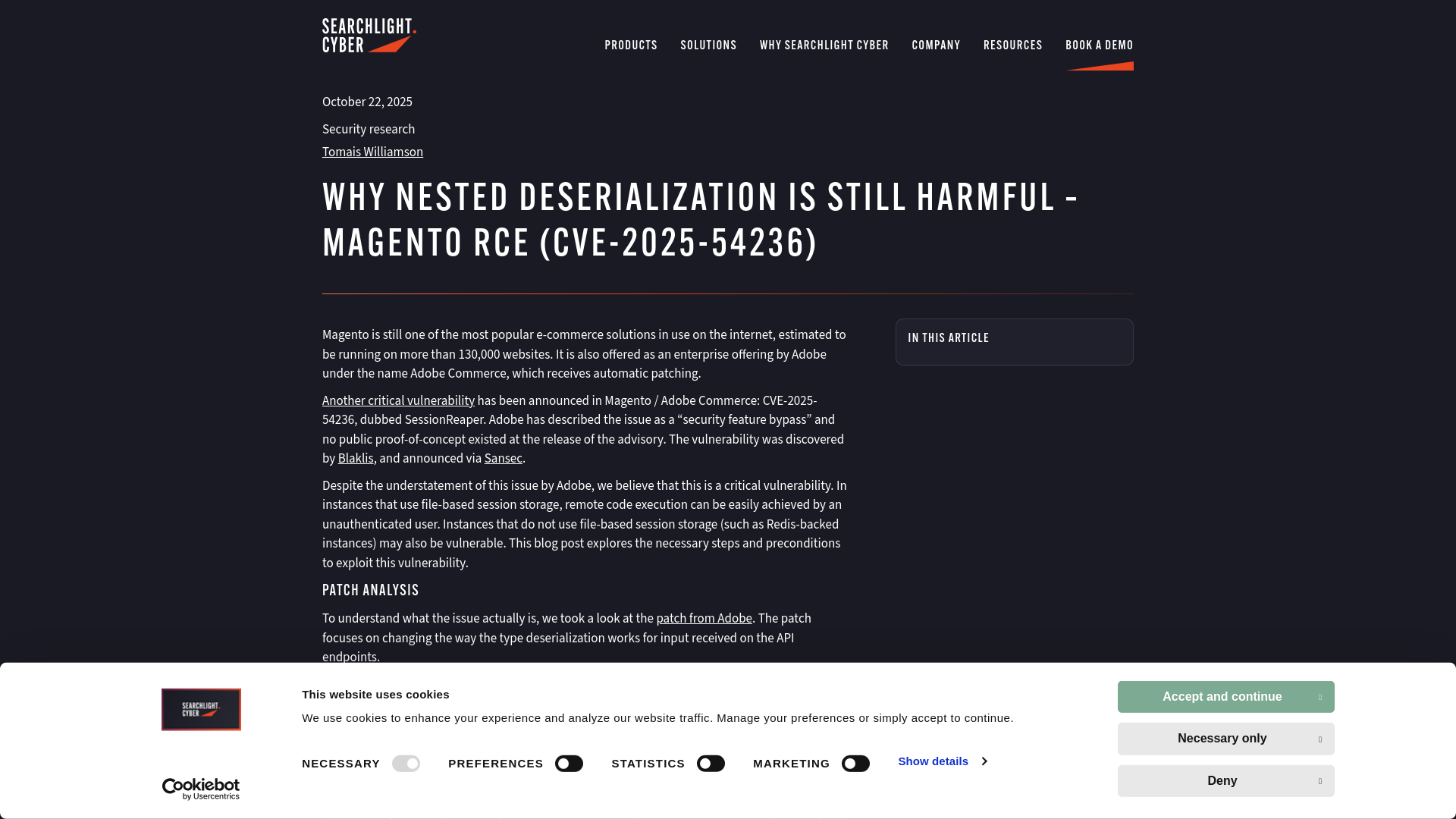 Why nested deserialization is STILL harmful – Magento RCE (CVE-2025-54236) › Searchlight Cyber