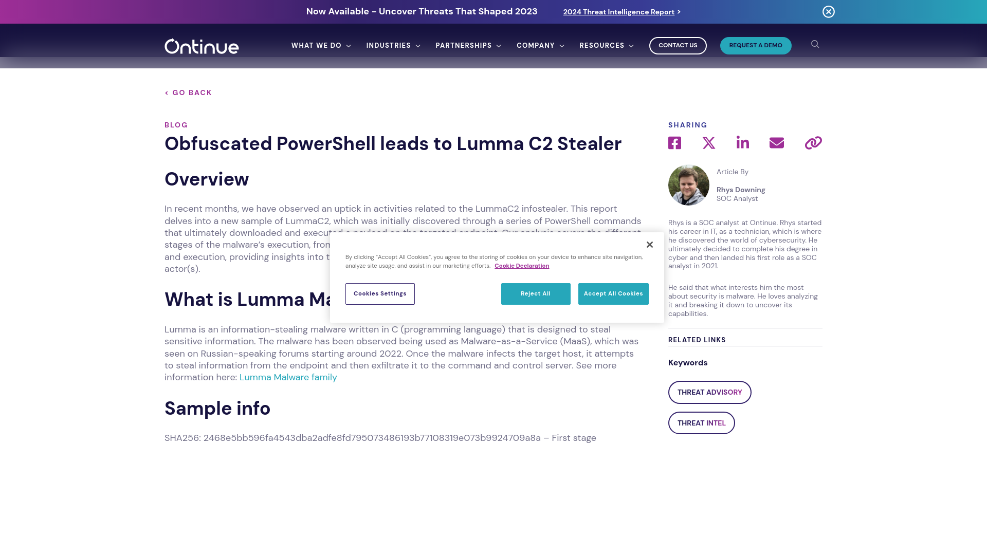 Obfuscated PowerShell leads to Lumma C2 Stealer | Ontinue