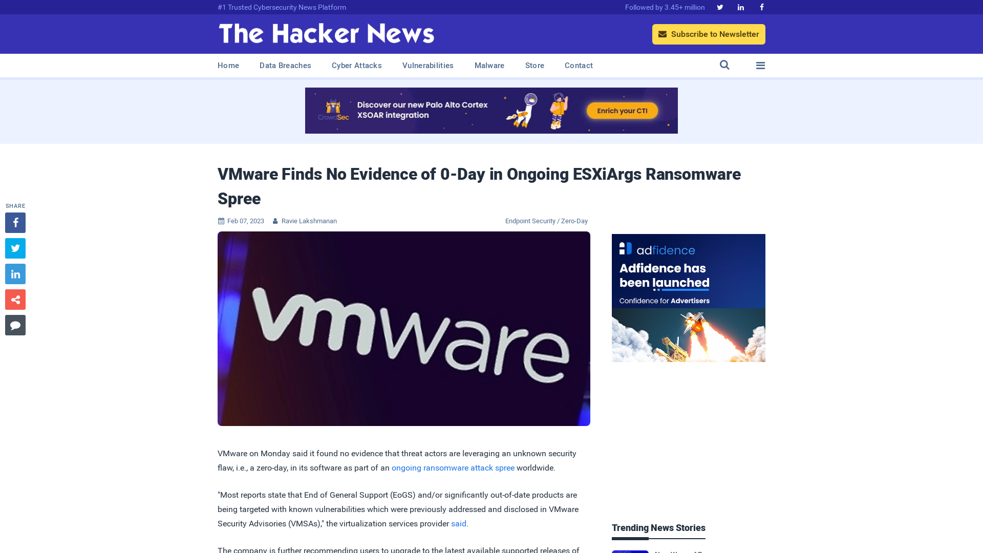 VMware Finds No Evidence of 0-Day in Ongoing ESXiArgs Ransomware Spree