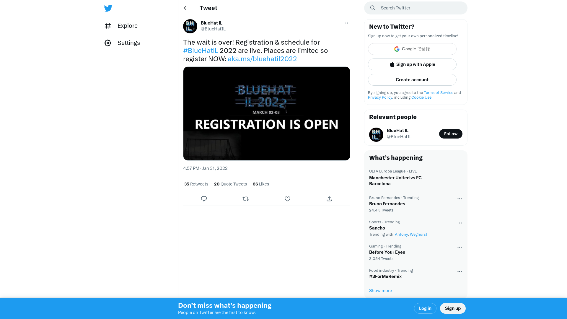 BlueHat IL on Twitter: "The wait is over! Registration &amp; schedule for #BlueHatIL 2022 are live. Places are limited so register NOW: https://t.co/y8TwMWwO9F https://t.co/0VNHK6yJxI" / Twitter