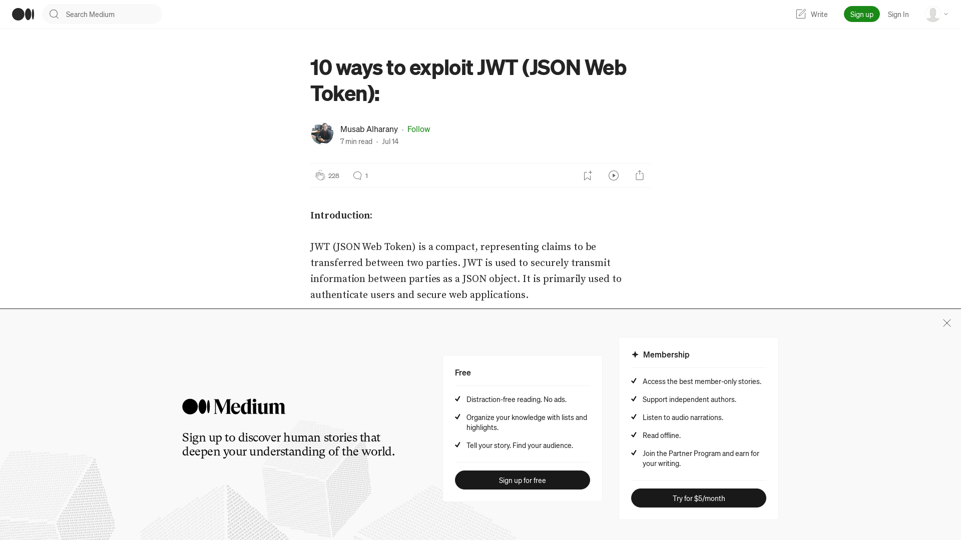 10 ways to exploit JWT (JSON Web Token): | by Musab Alharany | Jul, 2023 | Medium