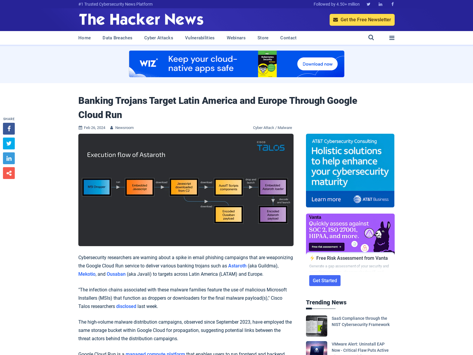 Banking Trojans Target Latin America and Europe Through Google Cloud Run