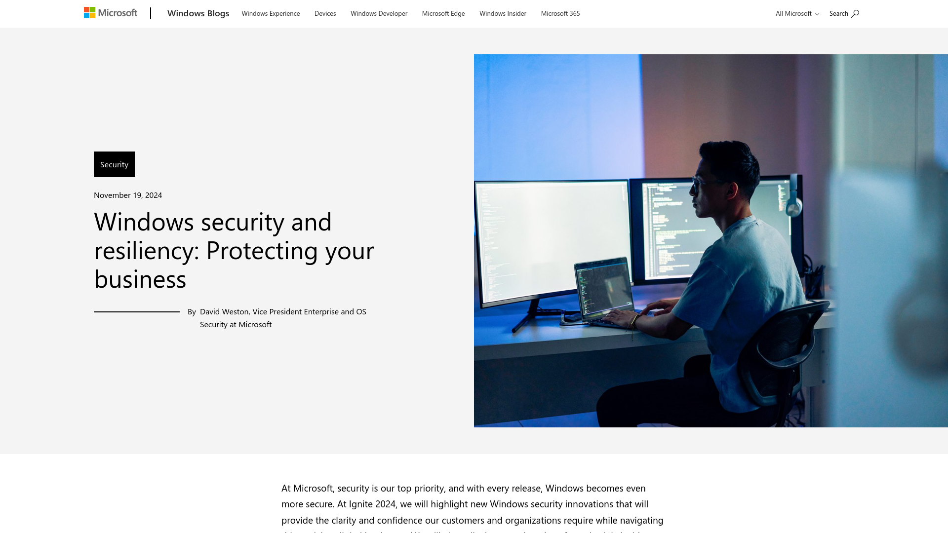 Windows security and resiliency: Protecting your business | Windows Experience Blog