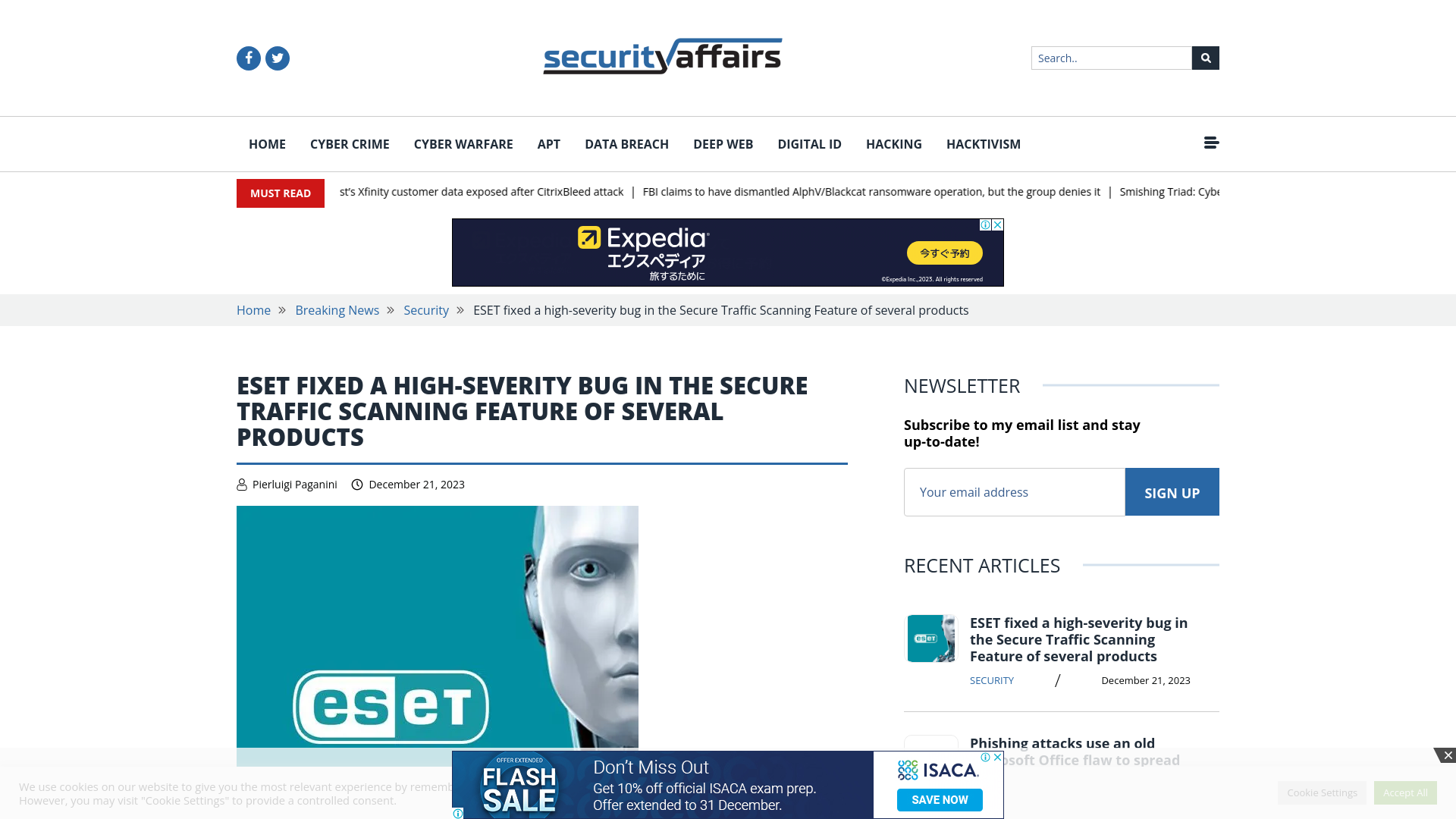 ESET fixed a high-severity bug in the Secure Traffic Scanning Feature of several products