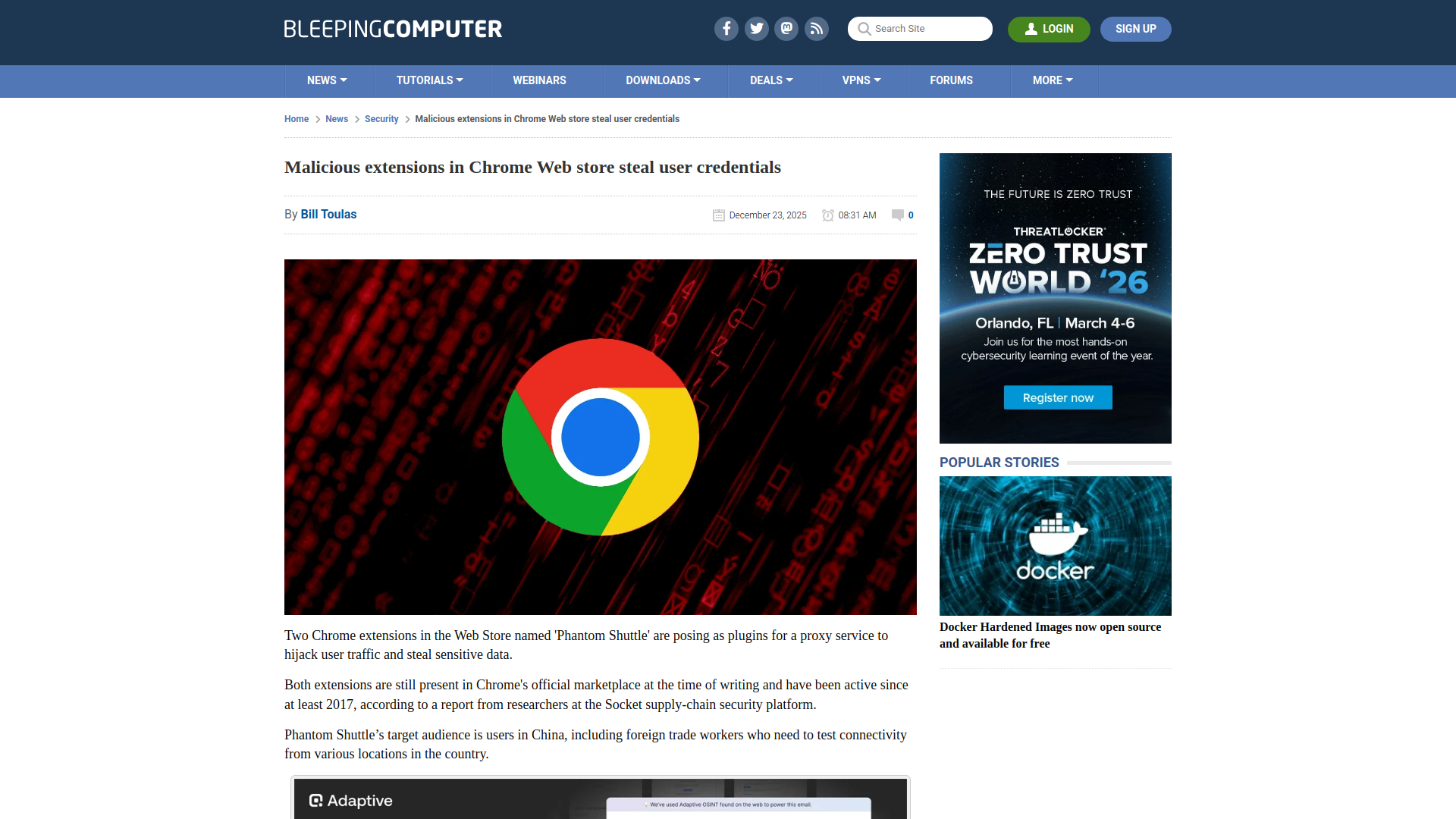 Malicious extensions in Chrome Web store steal user credentials