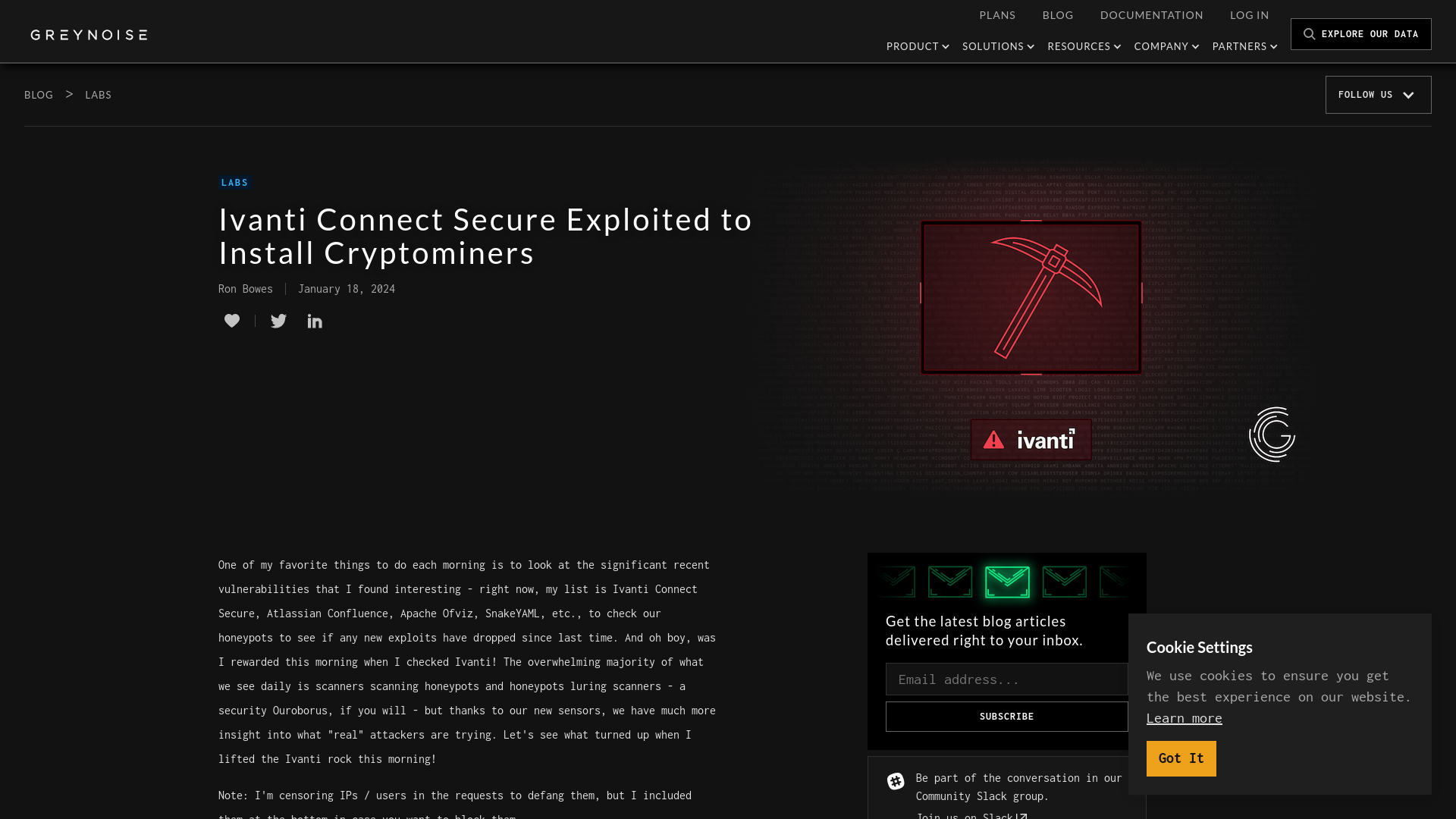 Ivanti Connect Secure Exploited to Install Cryptominers | GreyNoise Blog