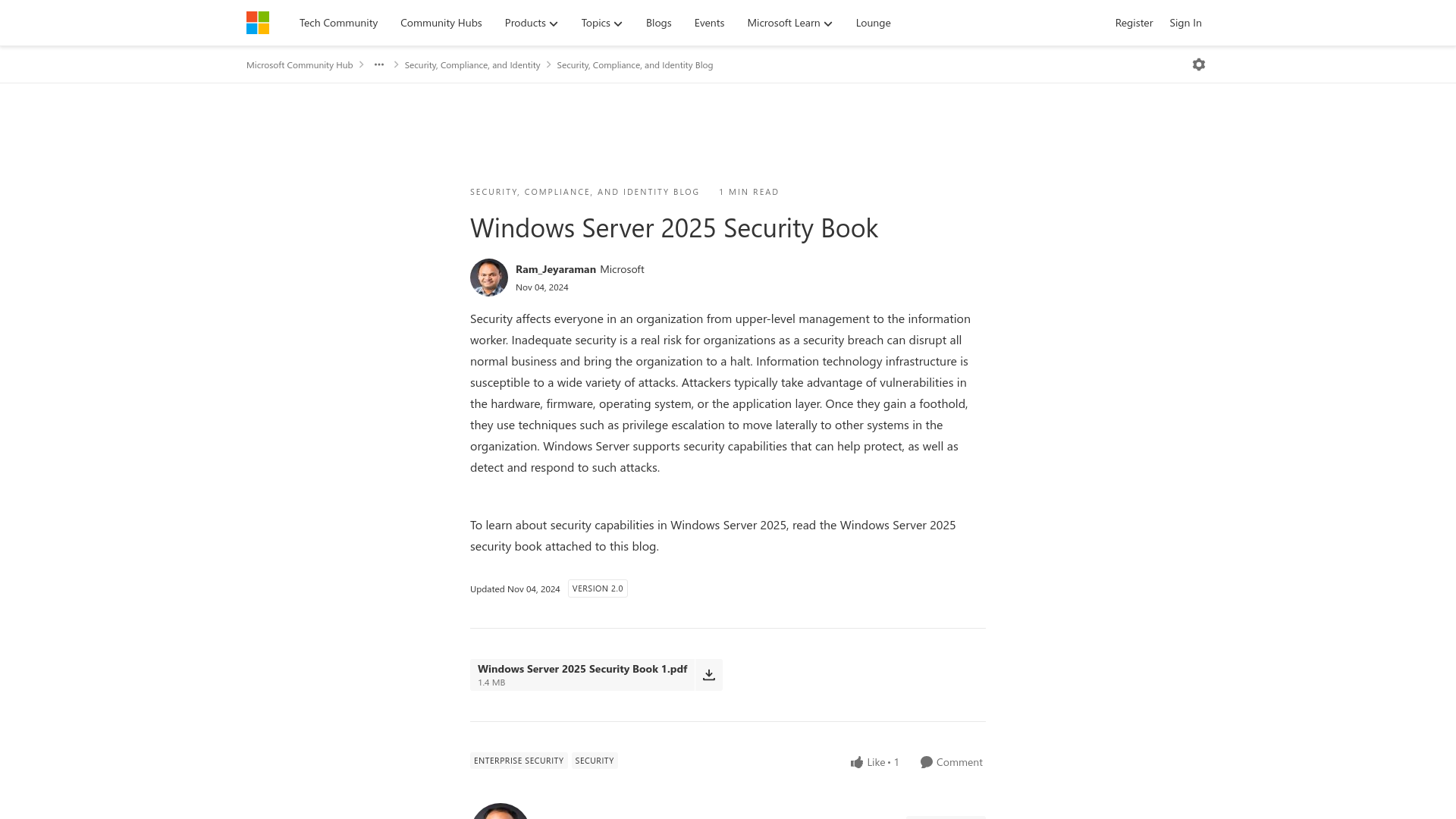 Windows Server 2025 Security Book | Microsoft Community Hub