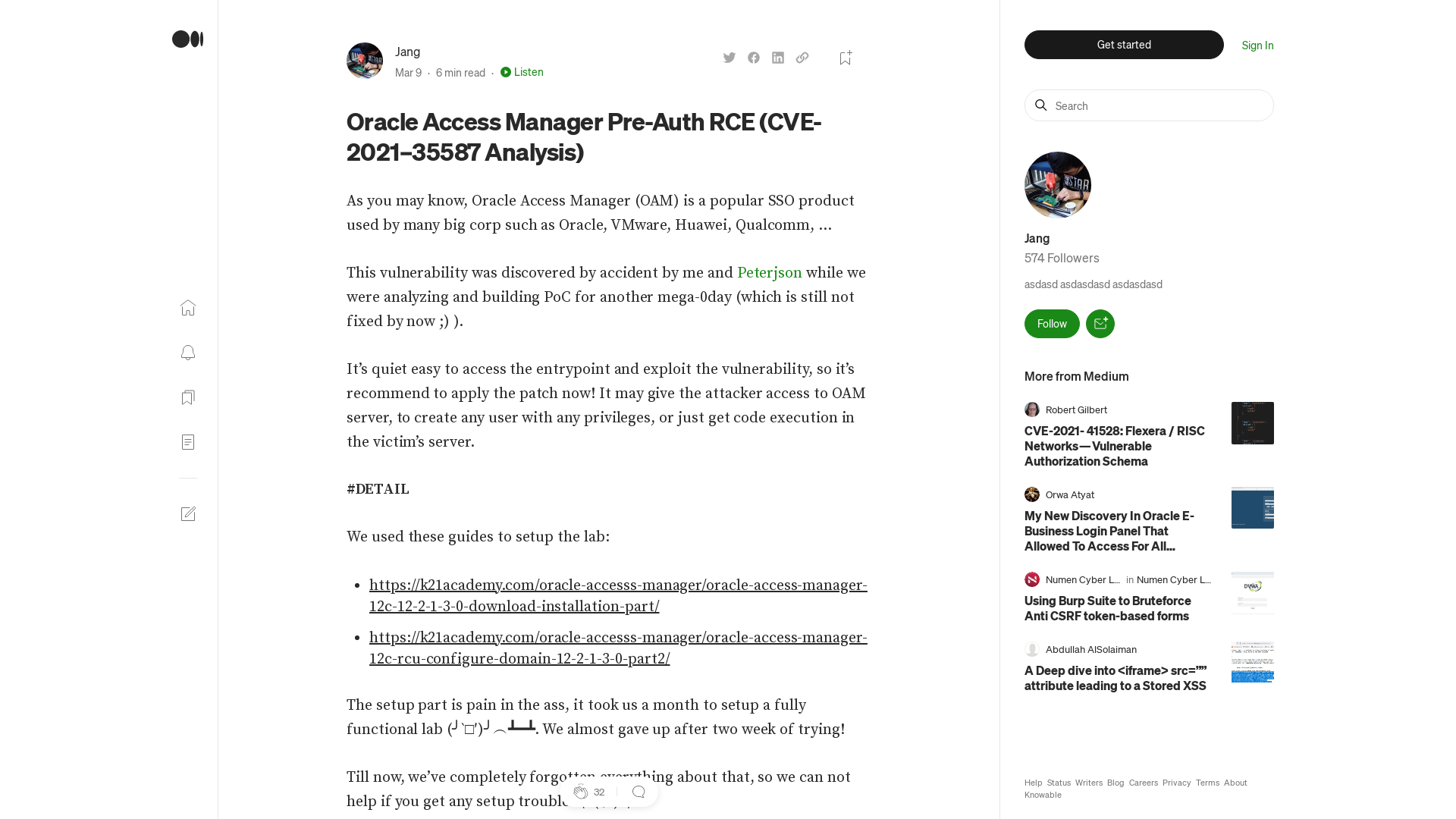 Oracle Access Manager Pre-Auth RCE (CVE-2021–35587 Analysis) | by Jang | Medium