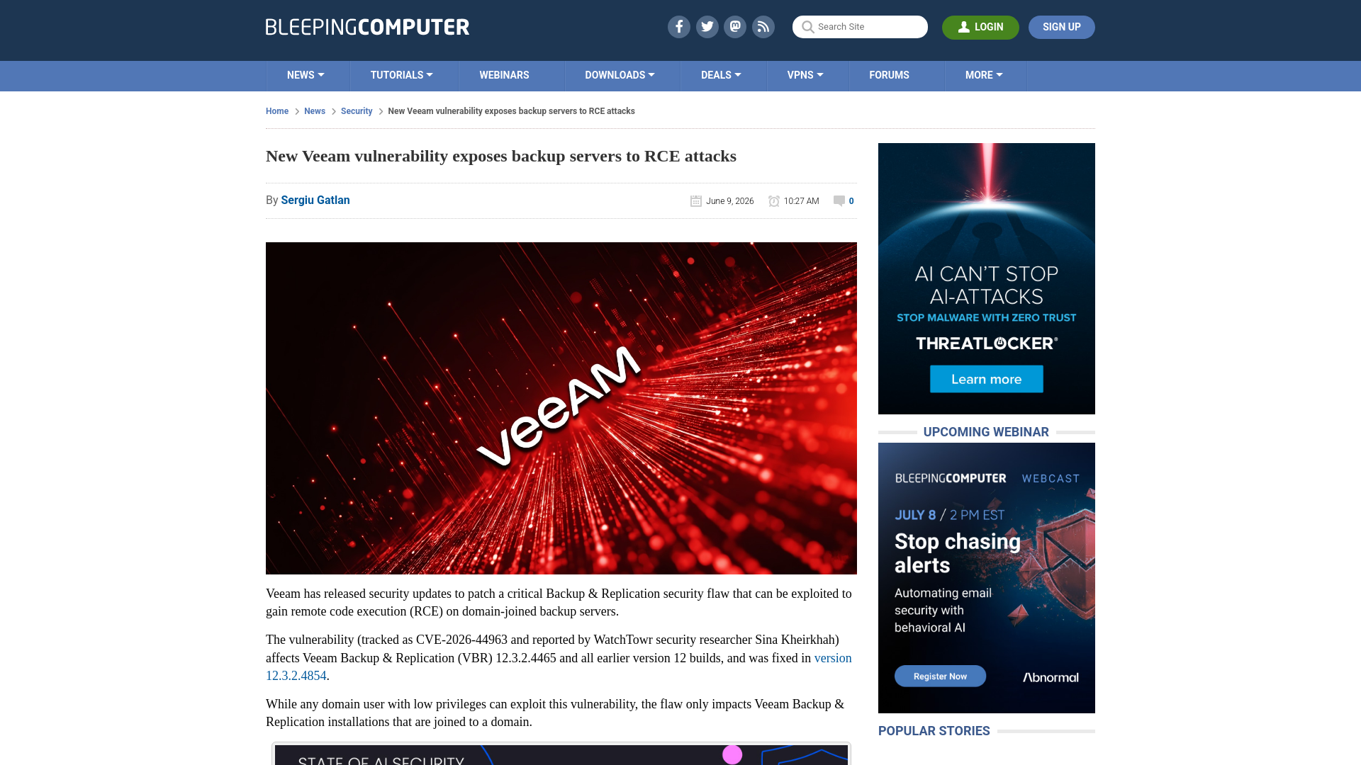 New Veeam vulnerability exposes backup servers to RCE attacks