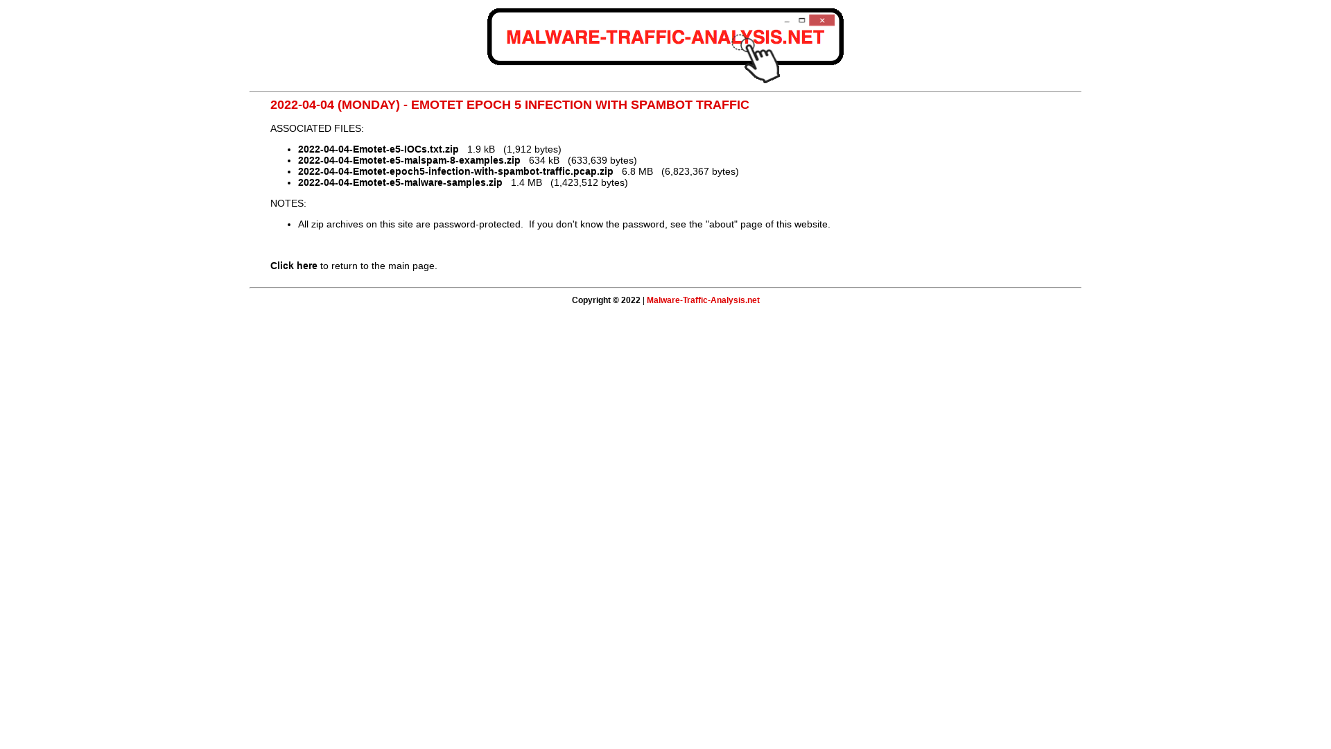 Malware-Traffic-Analysis.net - 2022-04-04 (Monday) - Emotet epoch 5 infection with spambot traffic