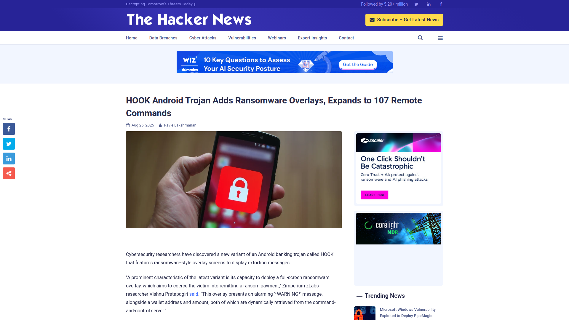 HOOK Android Trojan Adds Ransomware Overlays, Expands to 107 Remote Commands
