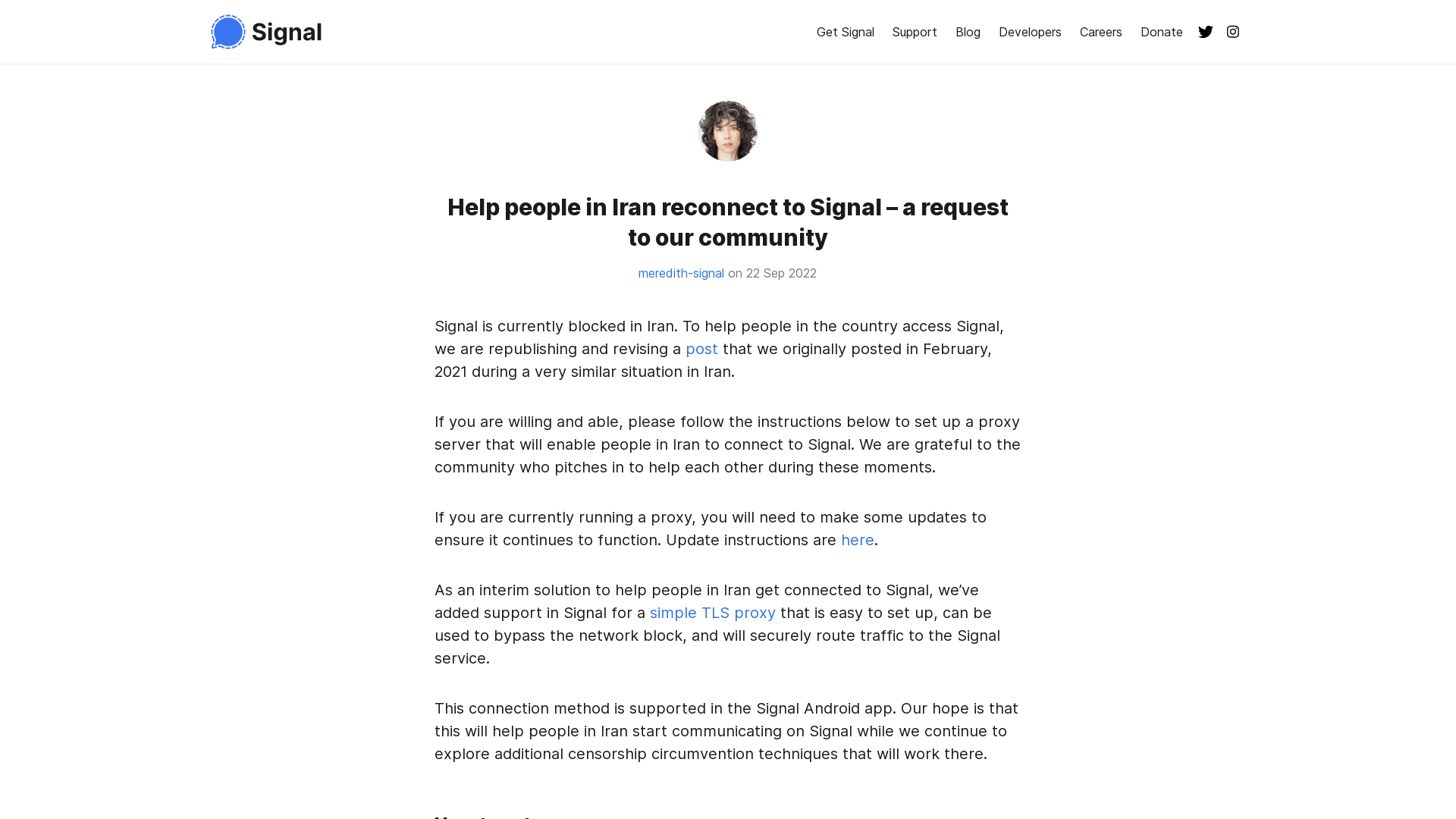 Signal >> Blog >> Help people in Iran reconnect to Signal – a request to our community