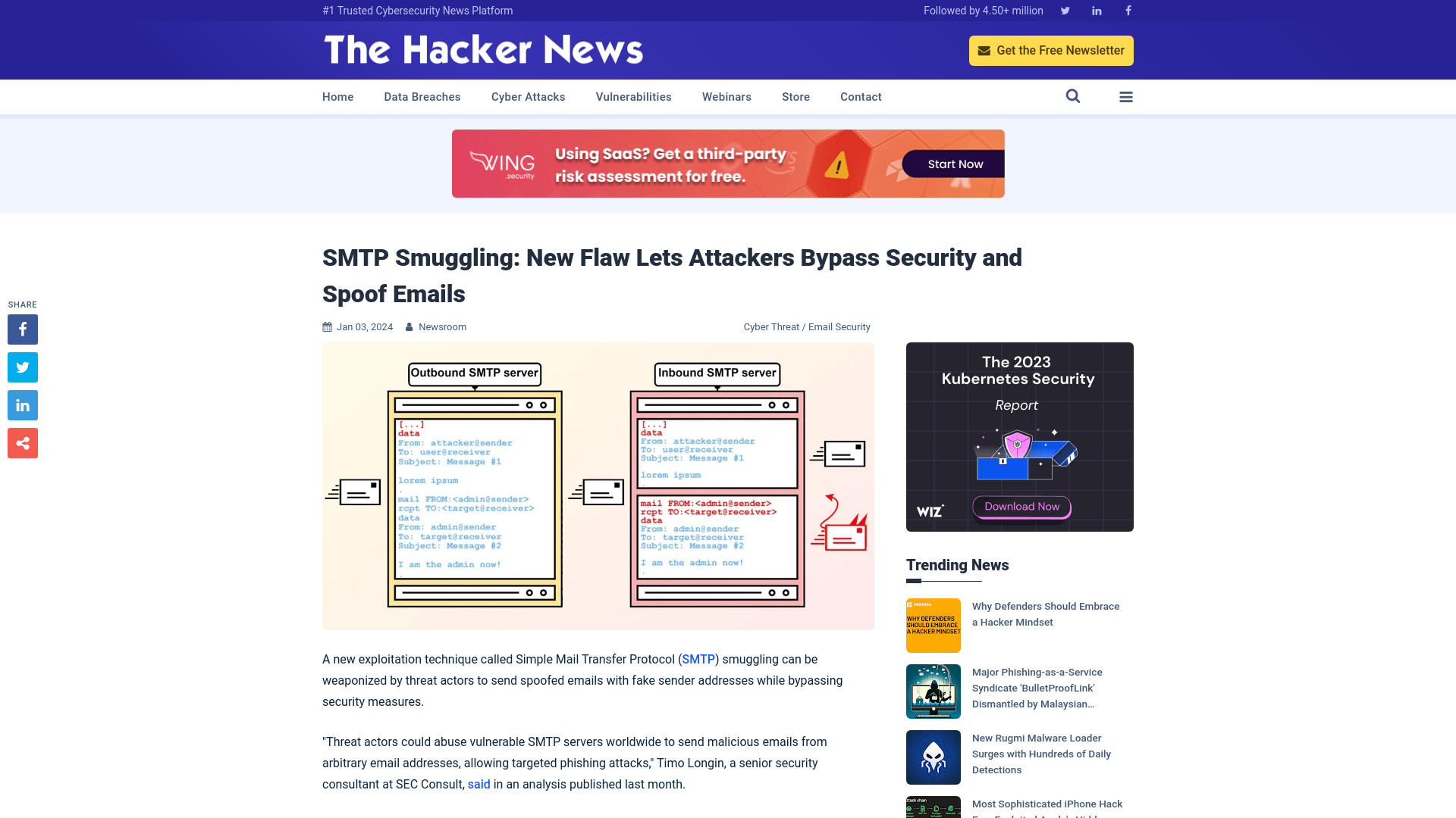 SMTP Smuggling: New Flaw Lets Attackers Bypass Security and Spoof Emails