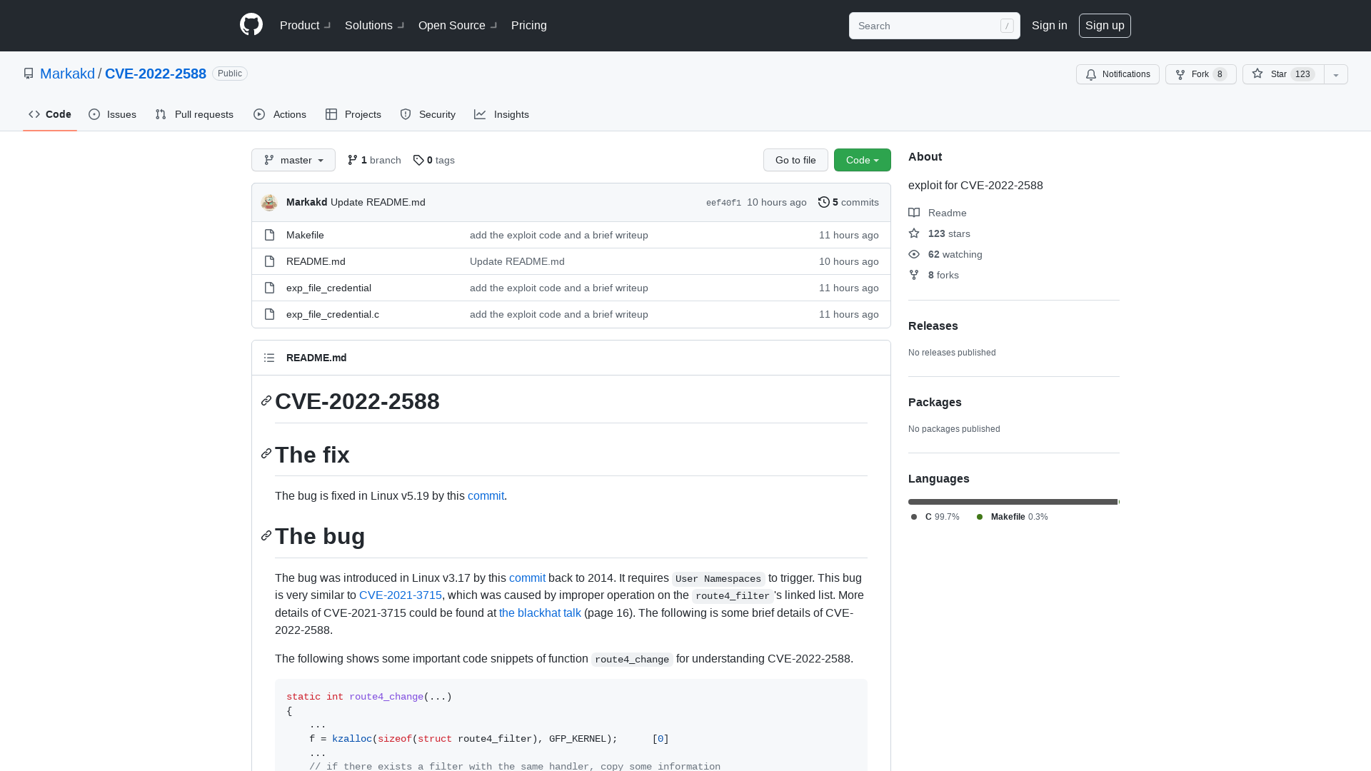 GitHub - Markakd/CVE-2022-2588: exploit for CVE-2022-2588
