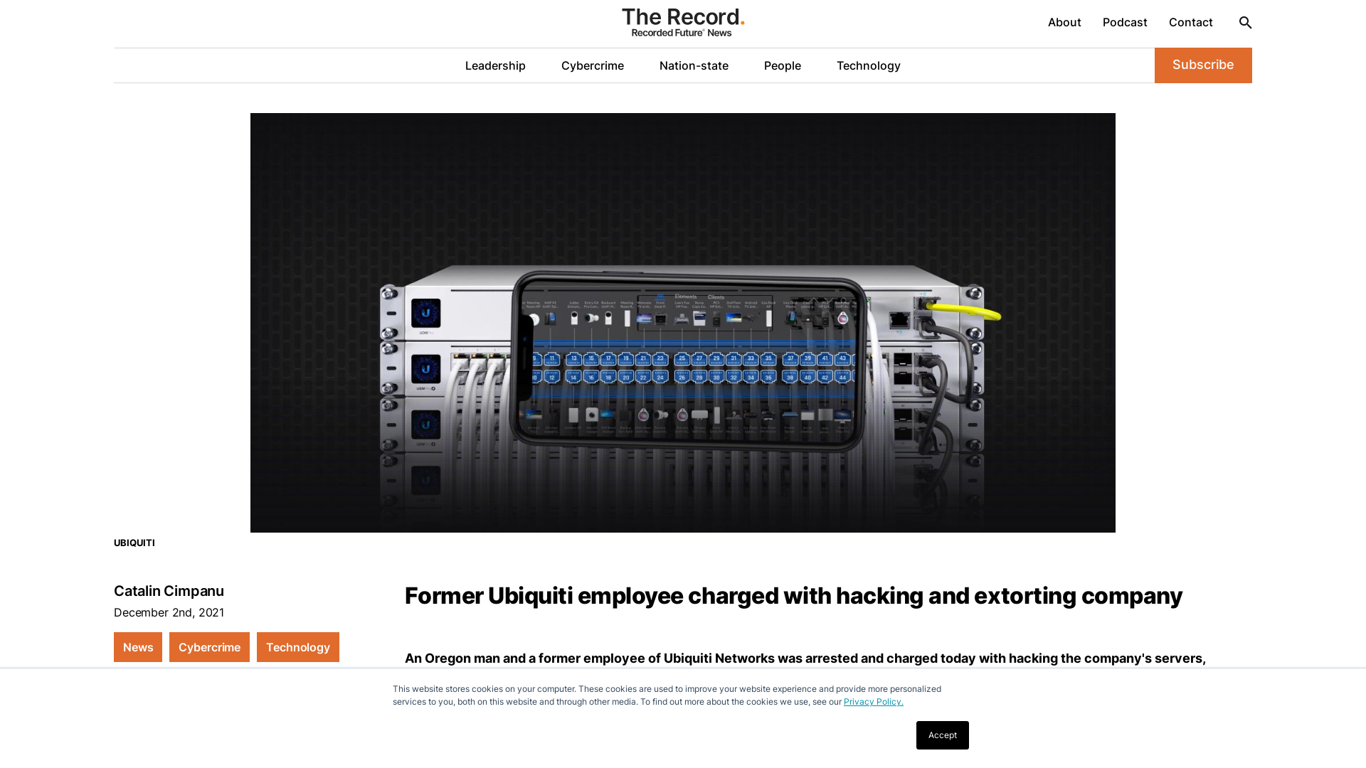 Former Ubiquiti employee charged with hacking and extorting company