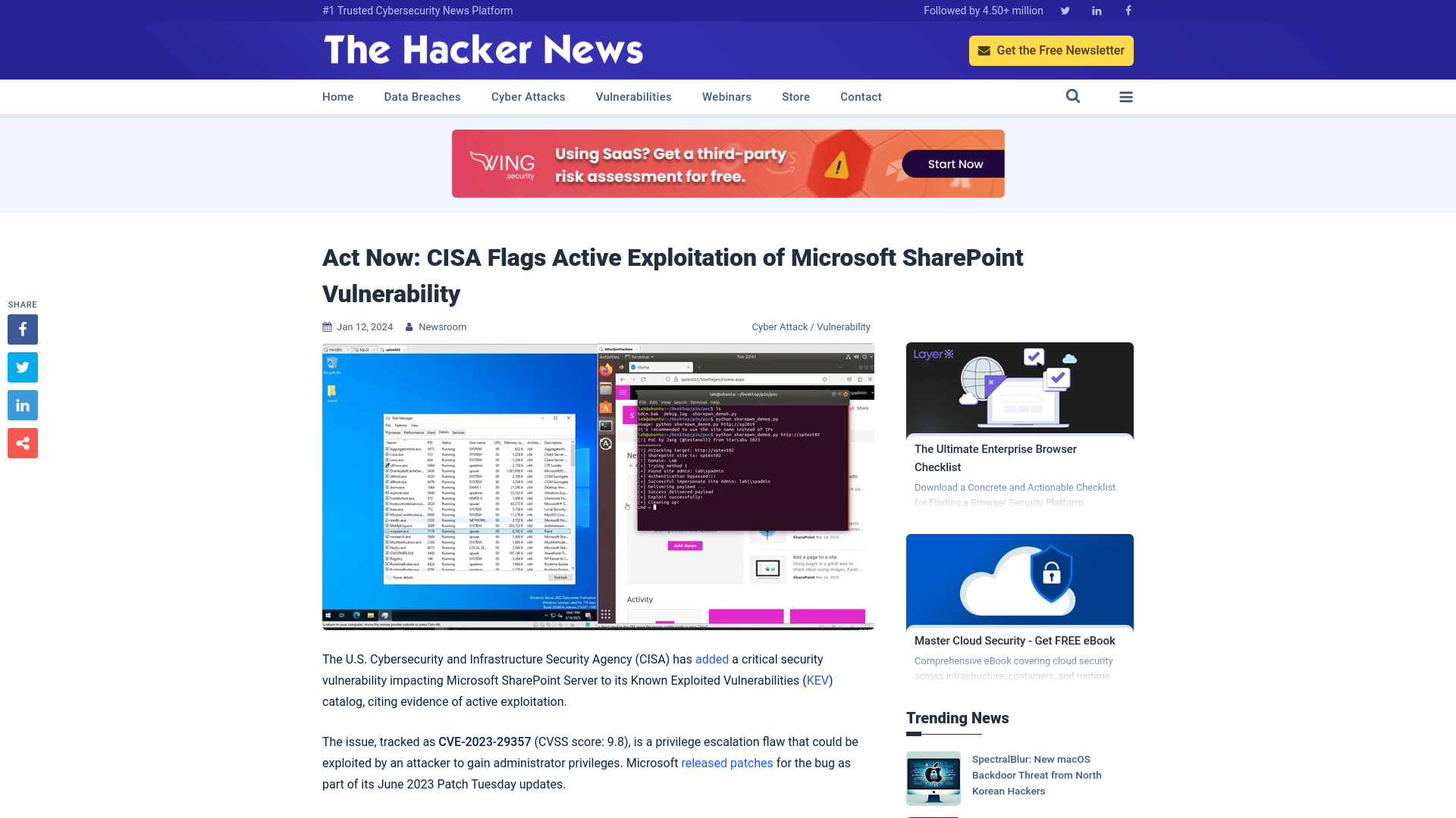 Act Now: CISA Flags Active Exploitation of Microsoft SharePoint Vulnerability