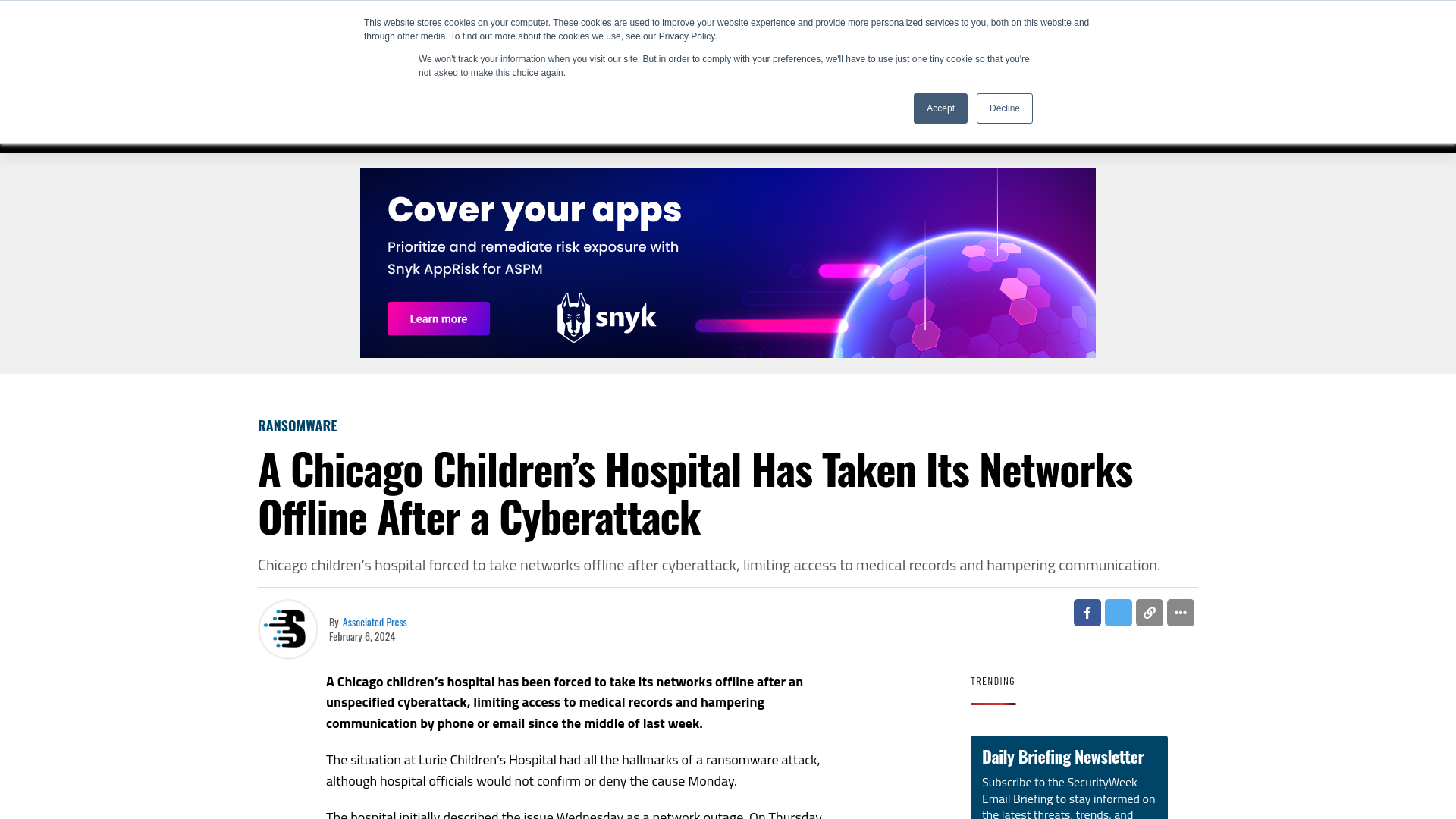 A Chicago Children's Hospital Has Taken Its Networks Offline After a Cyberattack - SecurityWeek