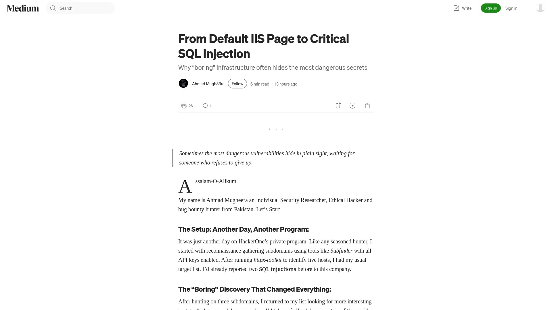 From Default IIS Page to Critical SQL Injection | by Ahmad Mugh33ra | Dec, 2025 | Medium