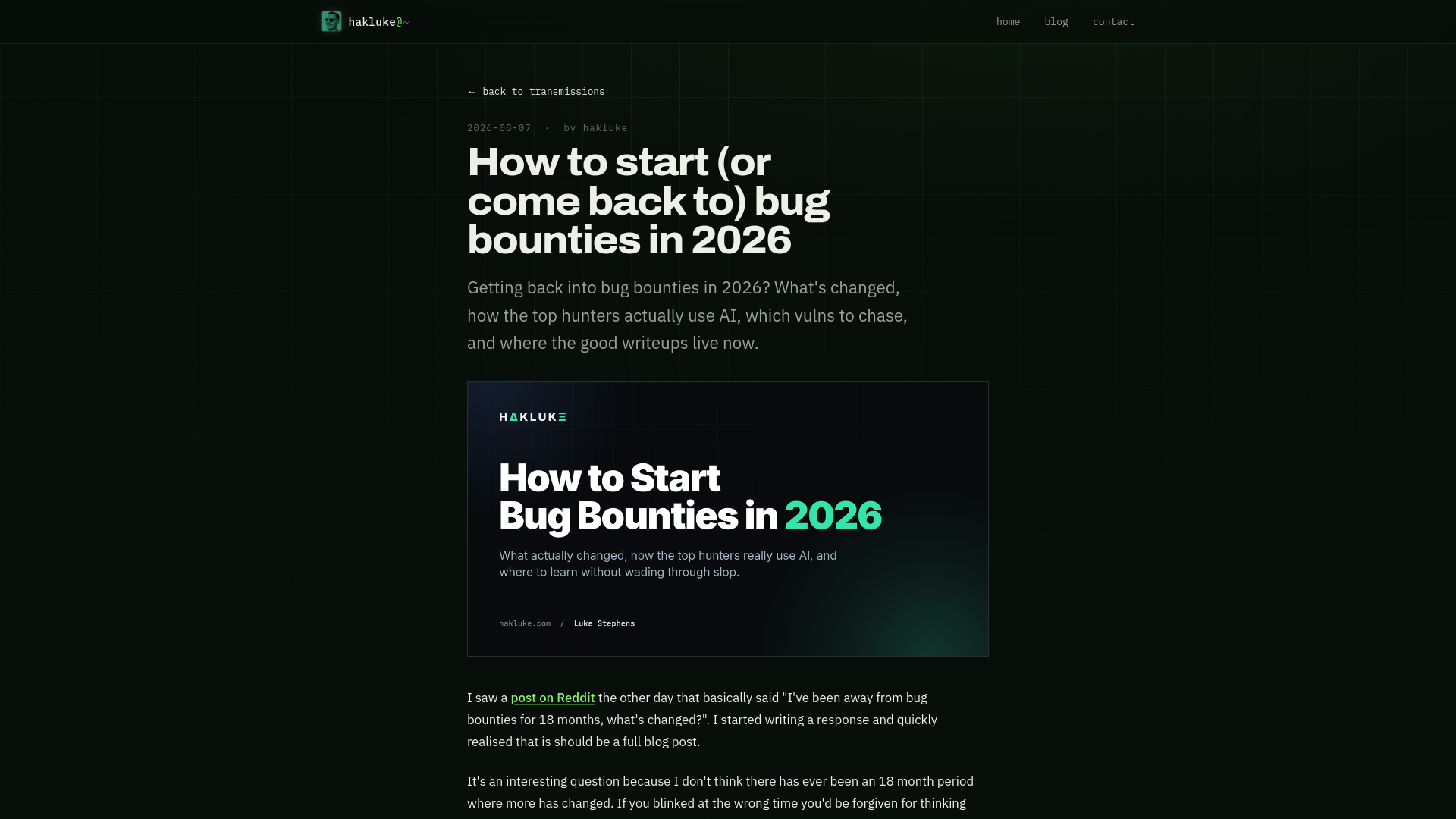 hakluke / How to start (or come back to) bug bounties in 2026