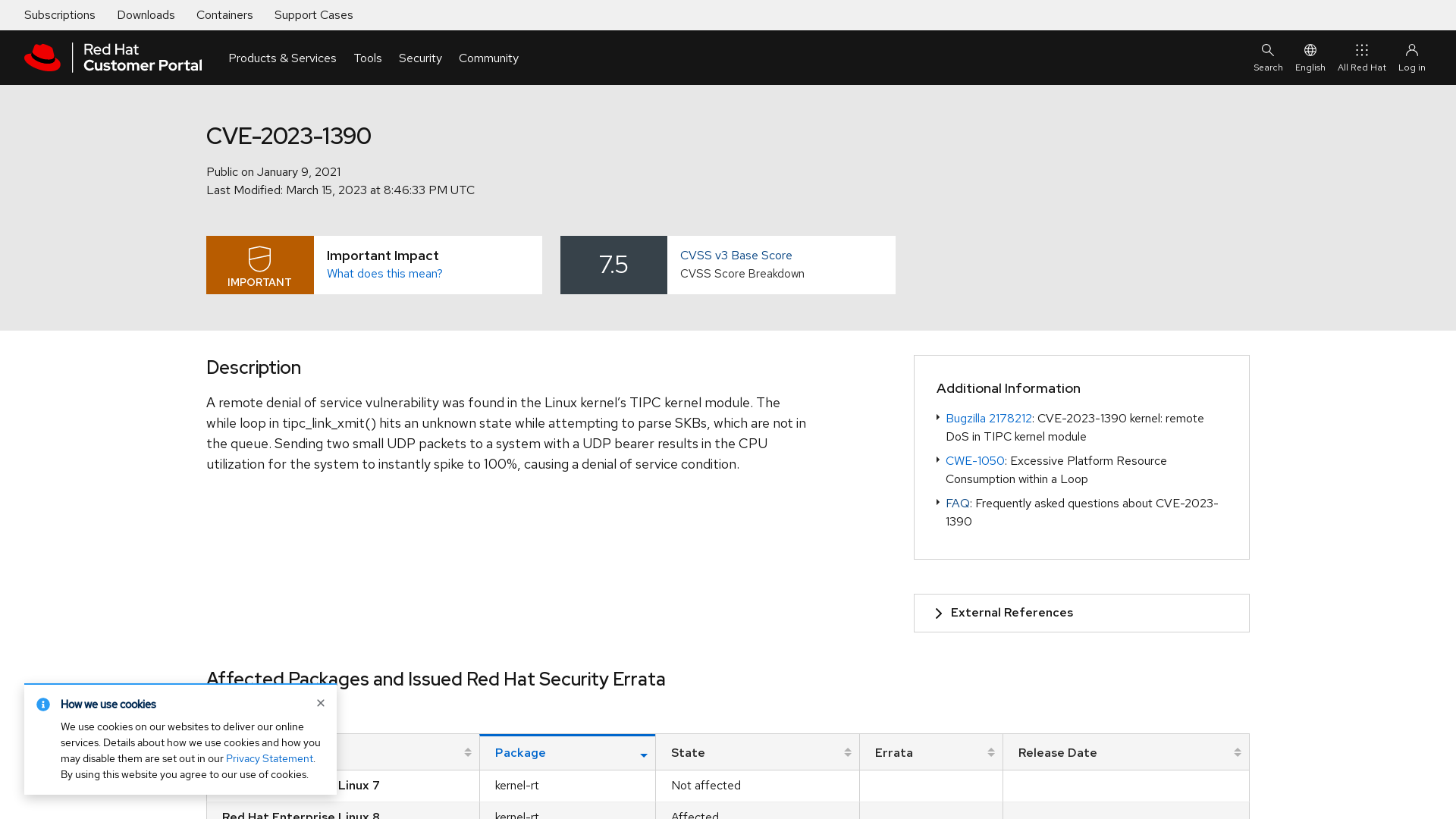 CVE-2023-1390- Red Hat Customer Portal