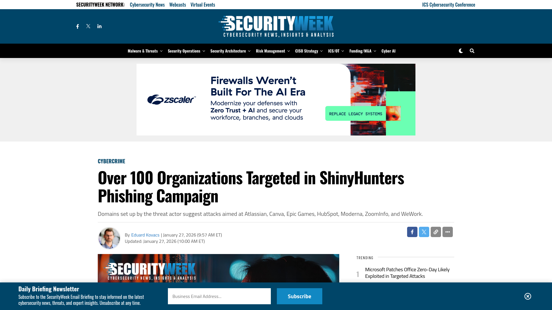 Over 100 Organizations Targeted in ShinyHunters Phishing Campaign - SecurityWeek