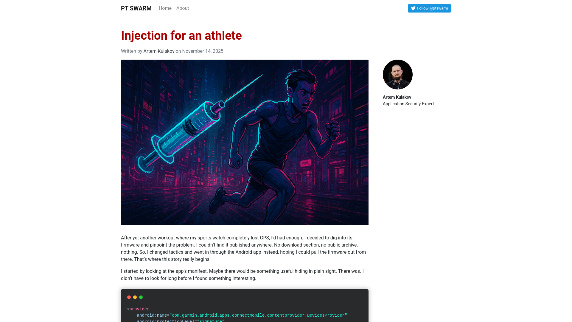 Injection for an athlete – PT SWARM