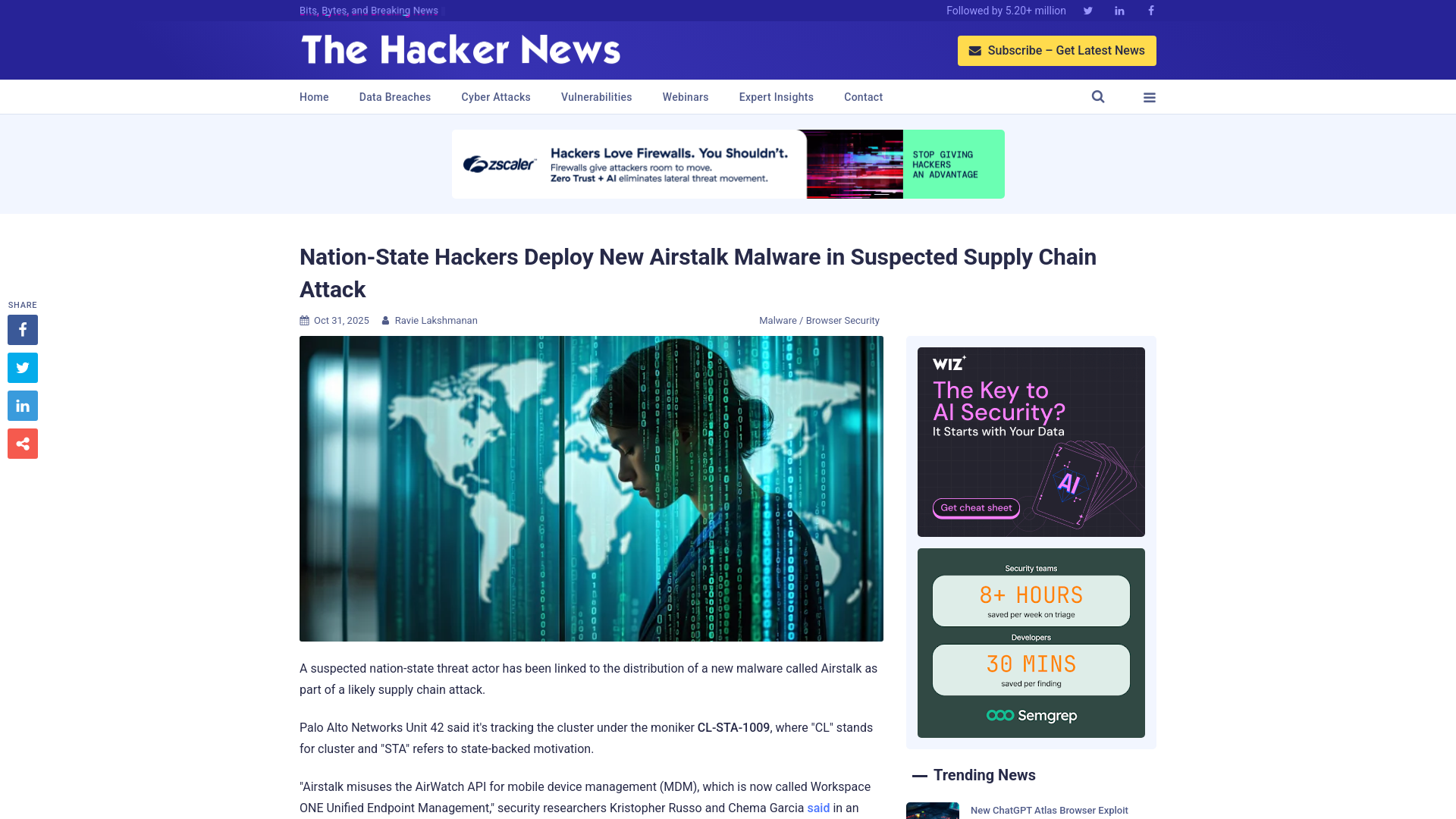 Nation-State Hackers Deploy New Airstalk Malware in Suspected Supply Chain Attack