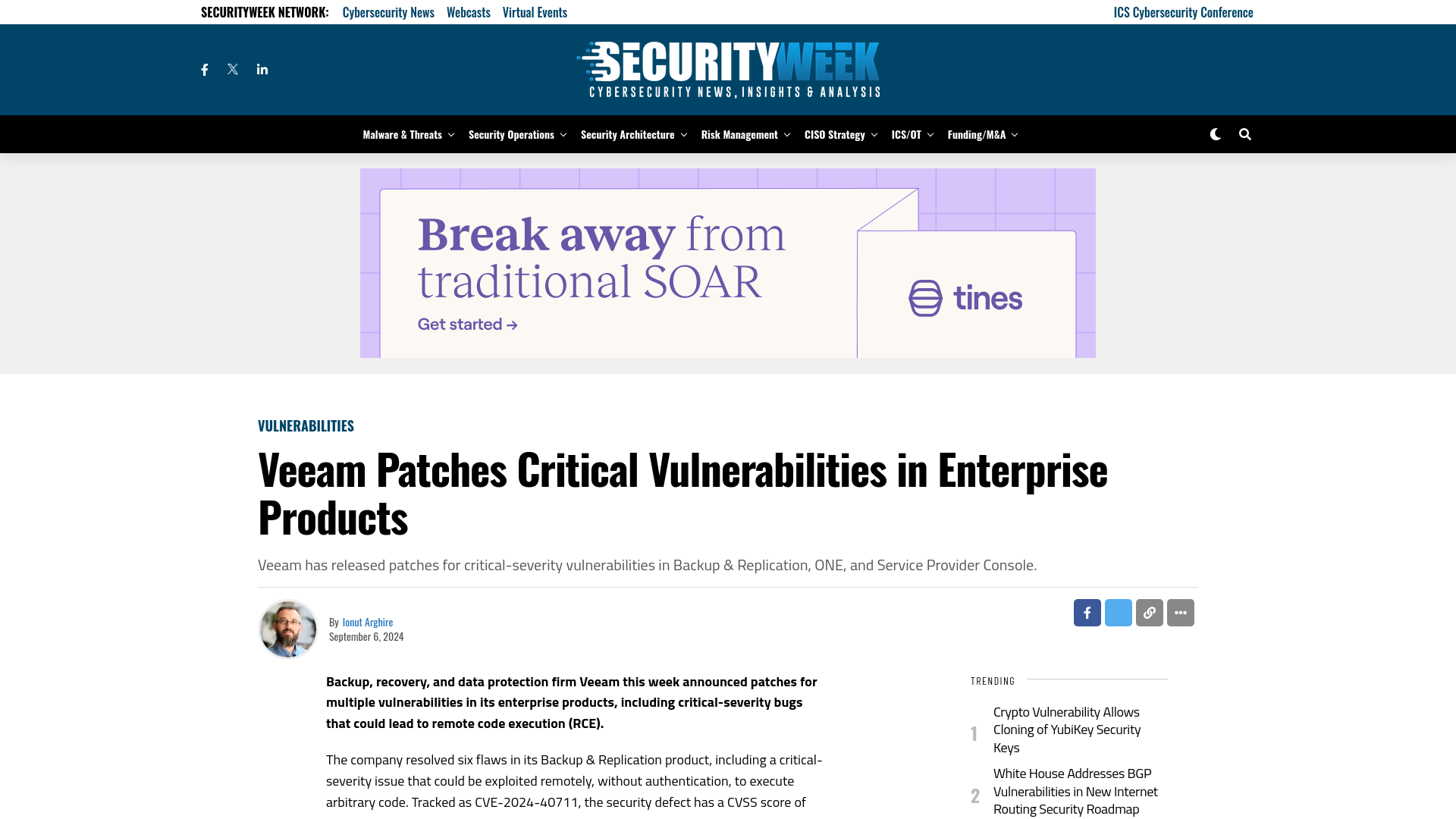 Veeam Patches Critical Vulnerabilities in Enterprise Products - SecurityWeek