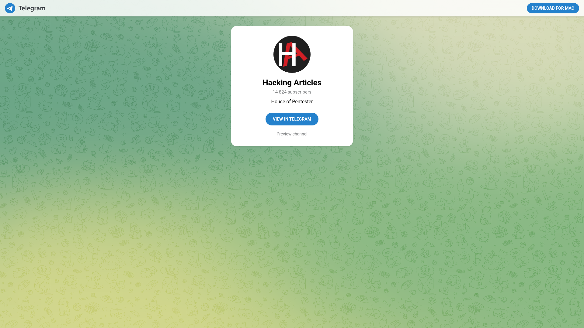 Telegram: View @hackinarticles