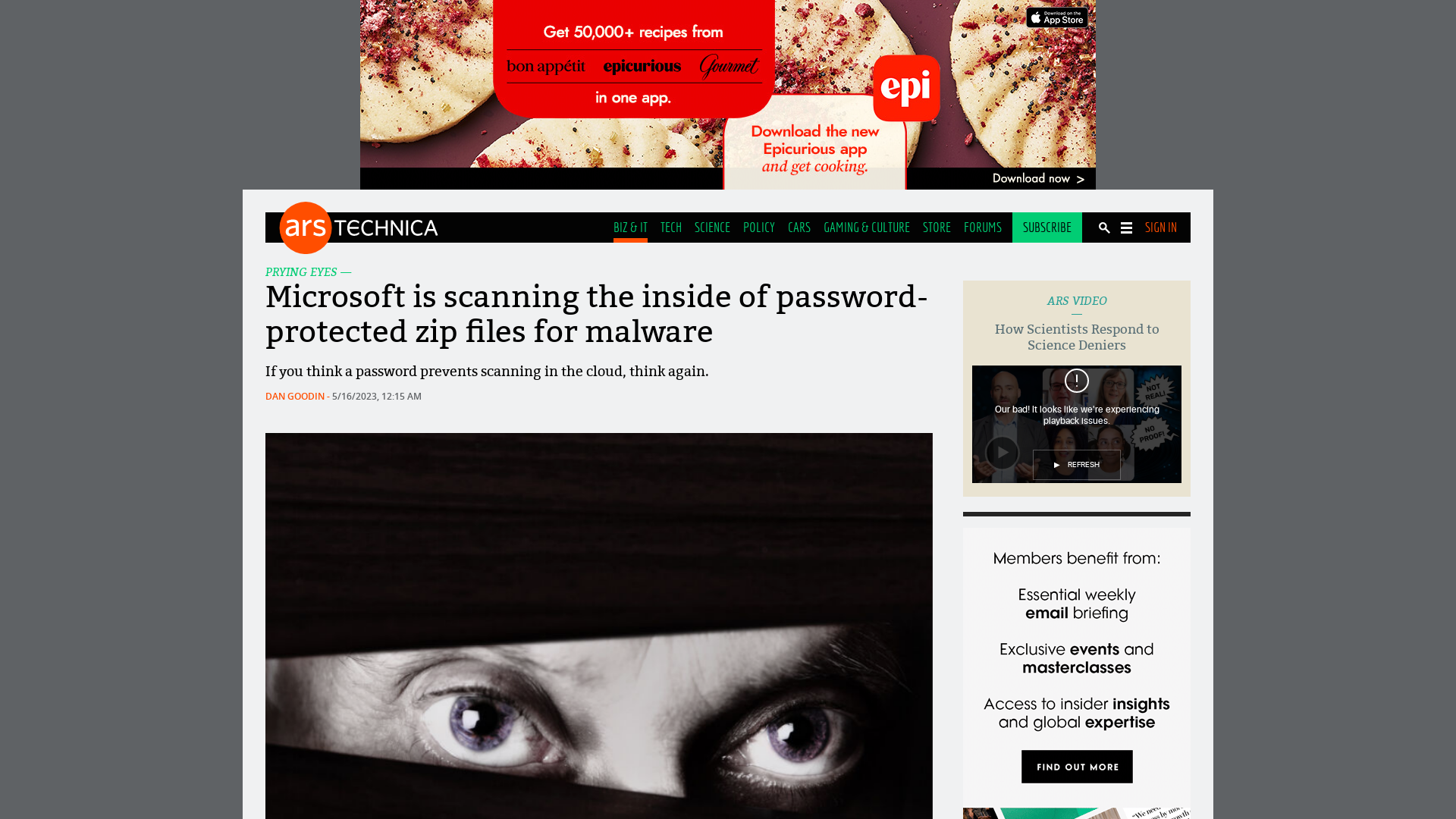 Microsoft is scanning the inside of password-protected zip files for malware | Ars Technica