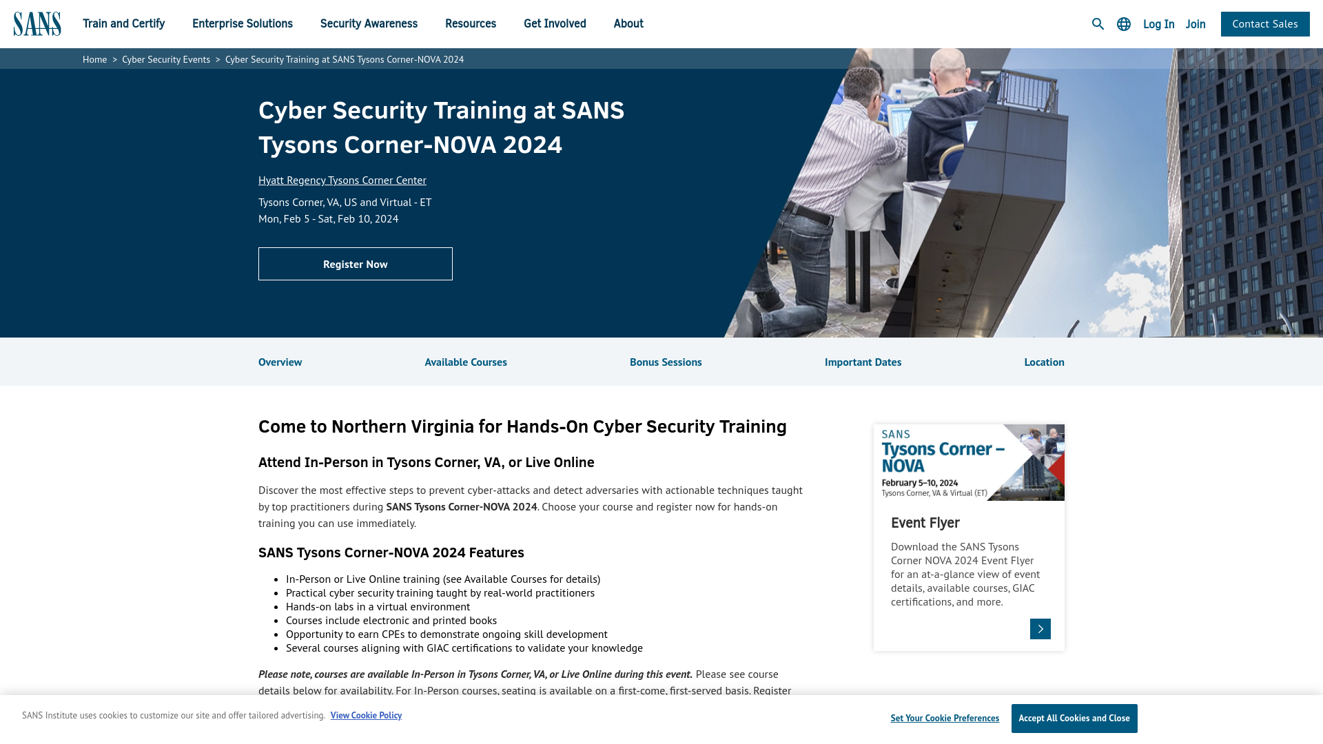 SANS Tysons Corner-NOVA 2024 | Cyber Security Training