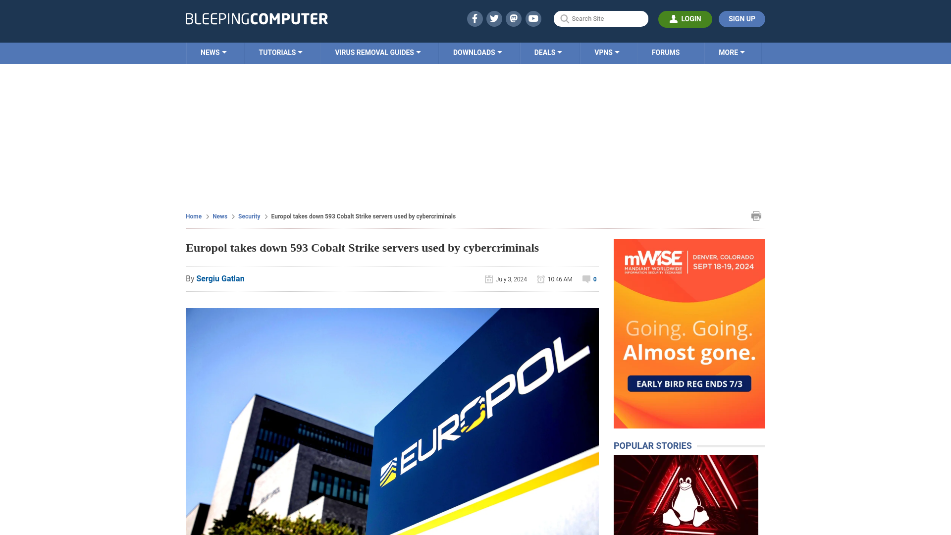 Europol takes down 593 Cobalt Strike servers used by cybercriminals