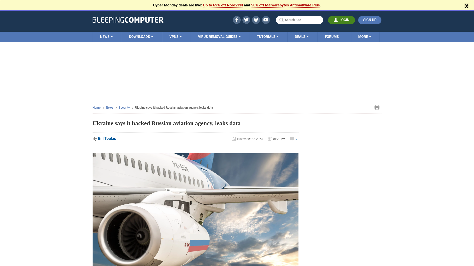 Ukraine says it hacked Russian aviation agency, leaks data