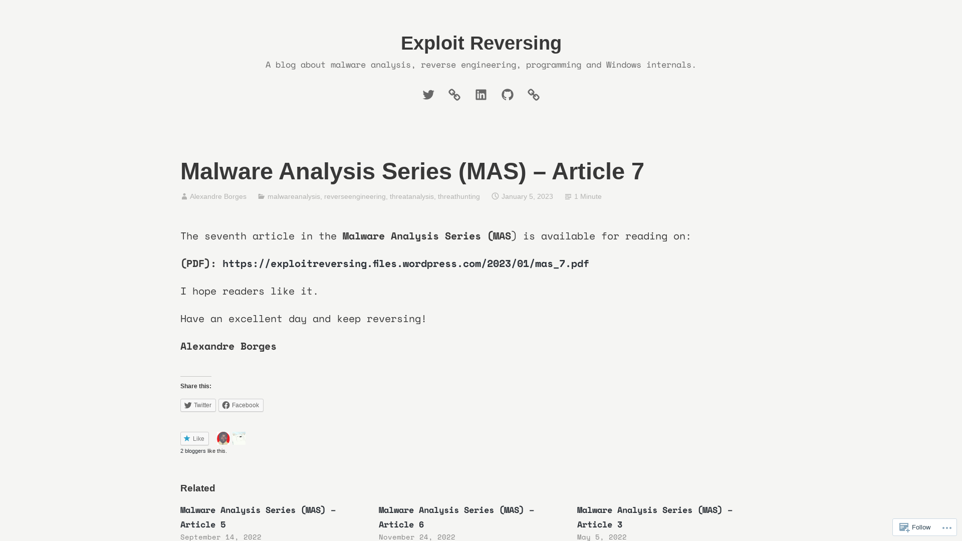 Malware Analysis Series (MAS) – Article 7 – Exploit Reversing