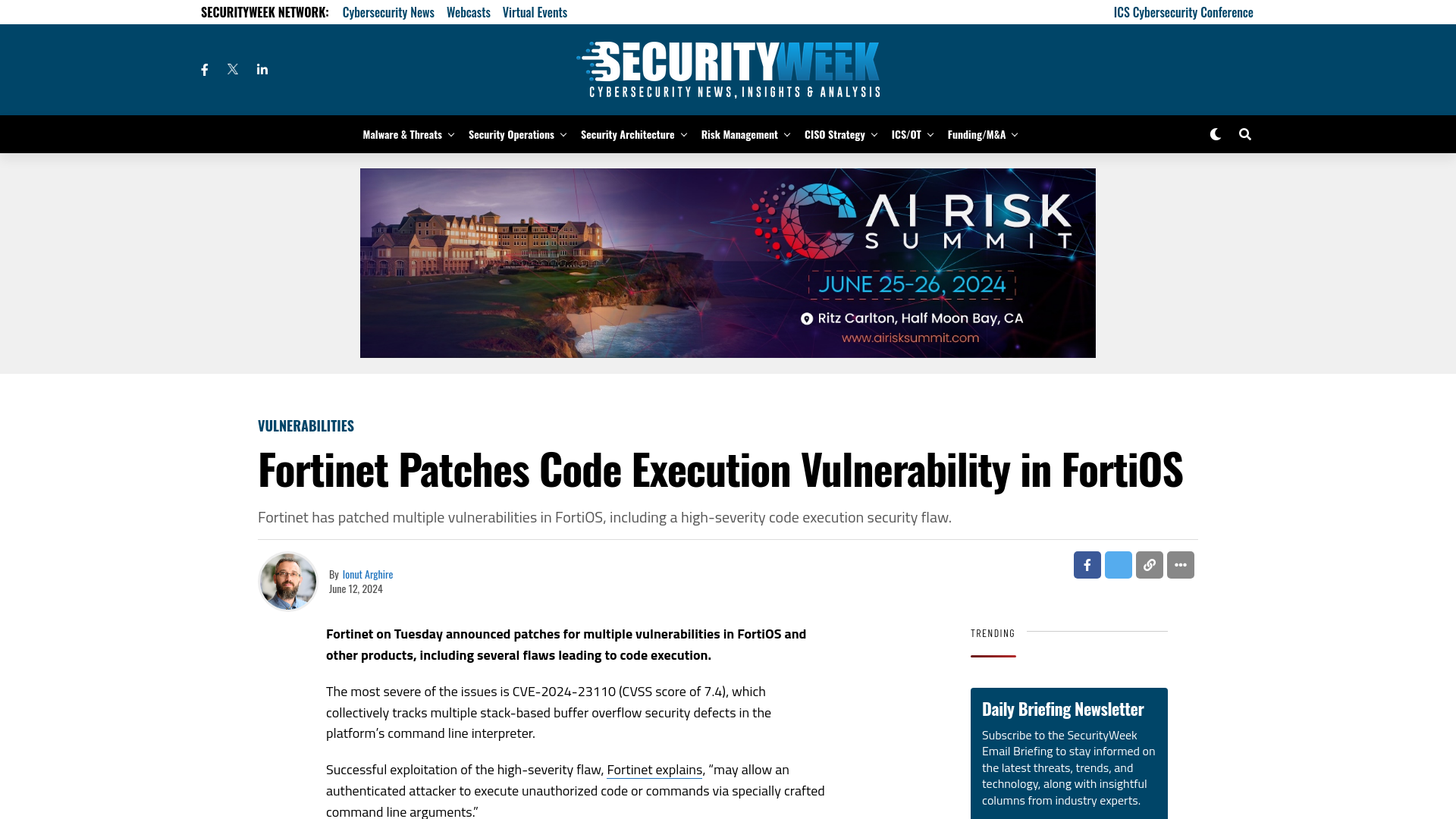 Fortinet Patches Code Execution Vulnerability in FortiOS - SecurityWeek