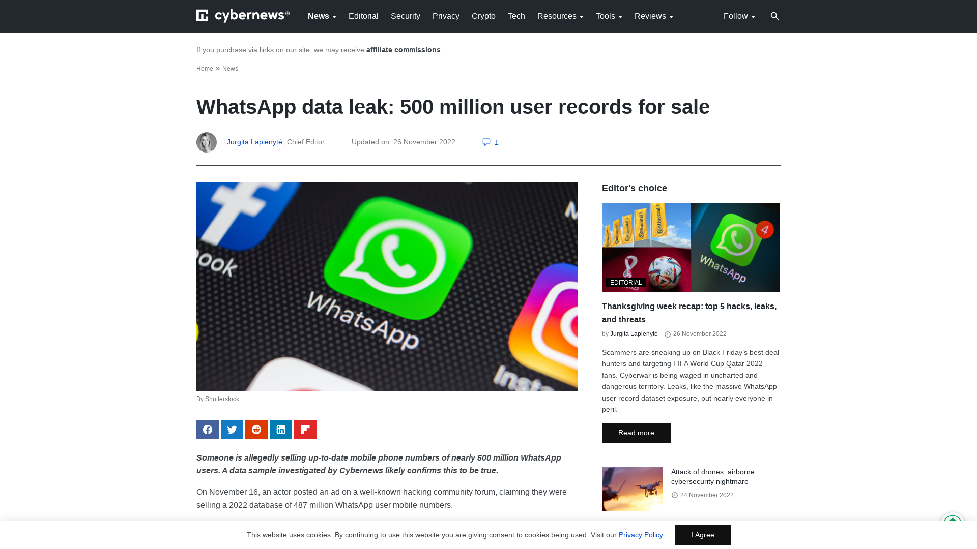 WhatsApp data leak: 500 million user records for sale | Cybernews