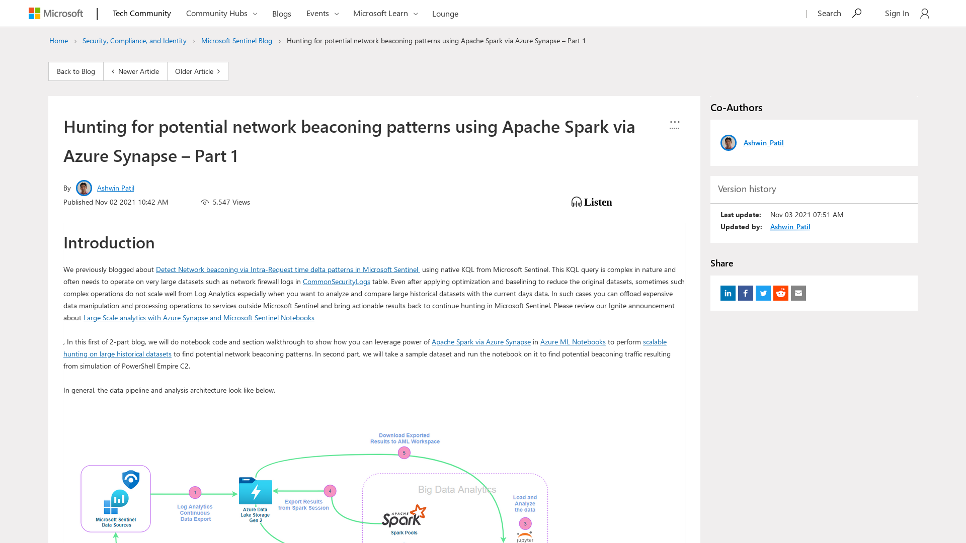 Hunting for potential network beaconing patterns using Apache Spark via Azure Synapse – Part 1 - Microsoft Community Hub