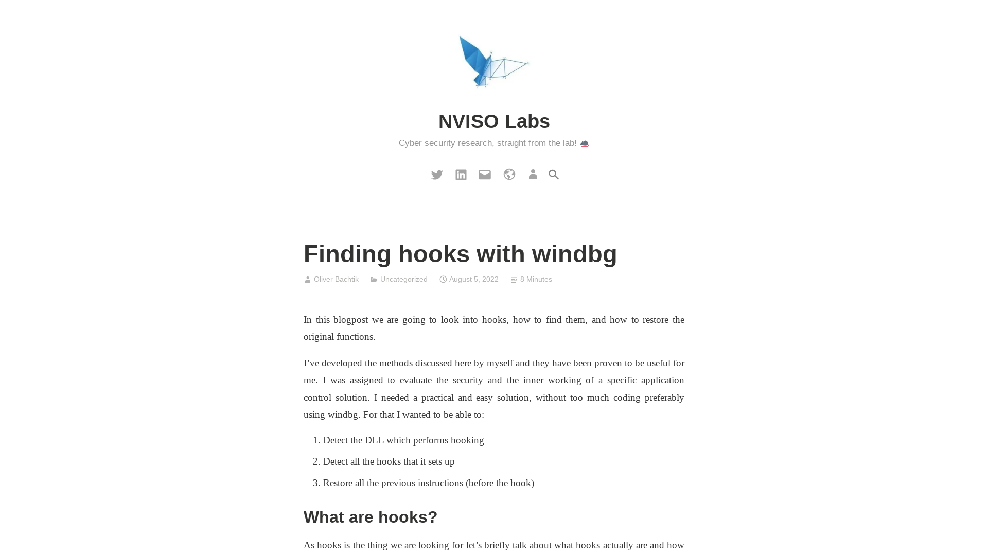 Finding hooks with windbg – NVISO Labs