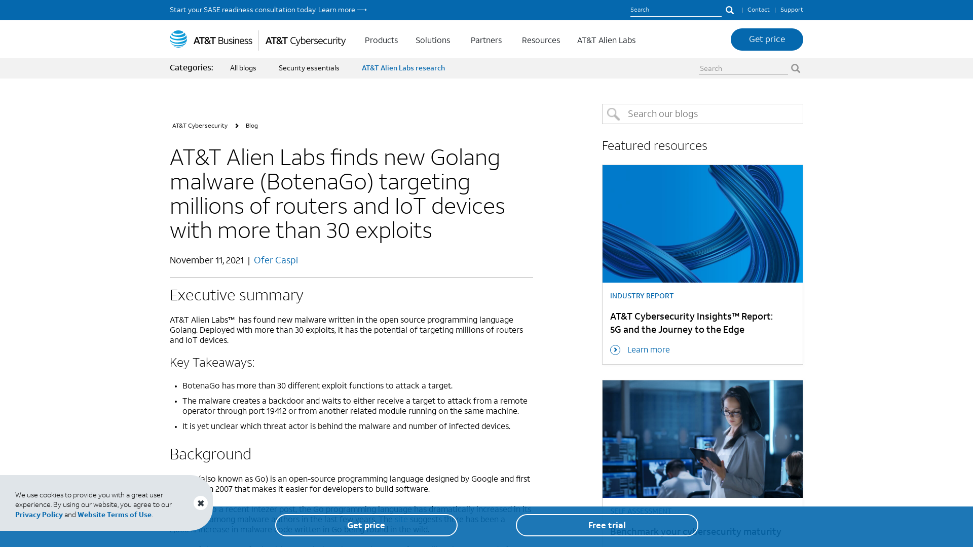 AT&T Alien Labs finds new Golang malware (BotenaGo) targeting millions of routers and IoT devices with more than 30 exploits | AT&T Alien Labs