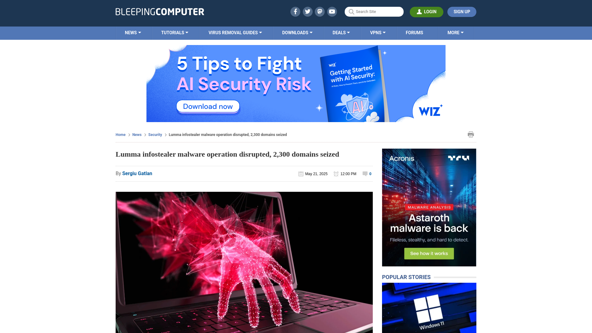 Lumma infostealer malware operation disrupted, 2,300 domains seized