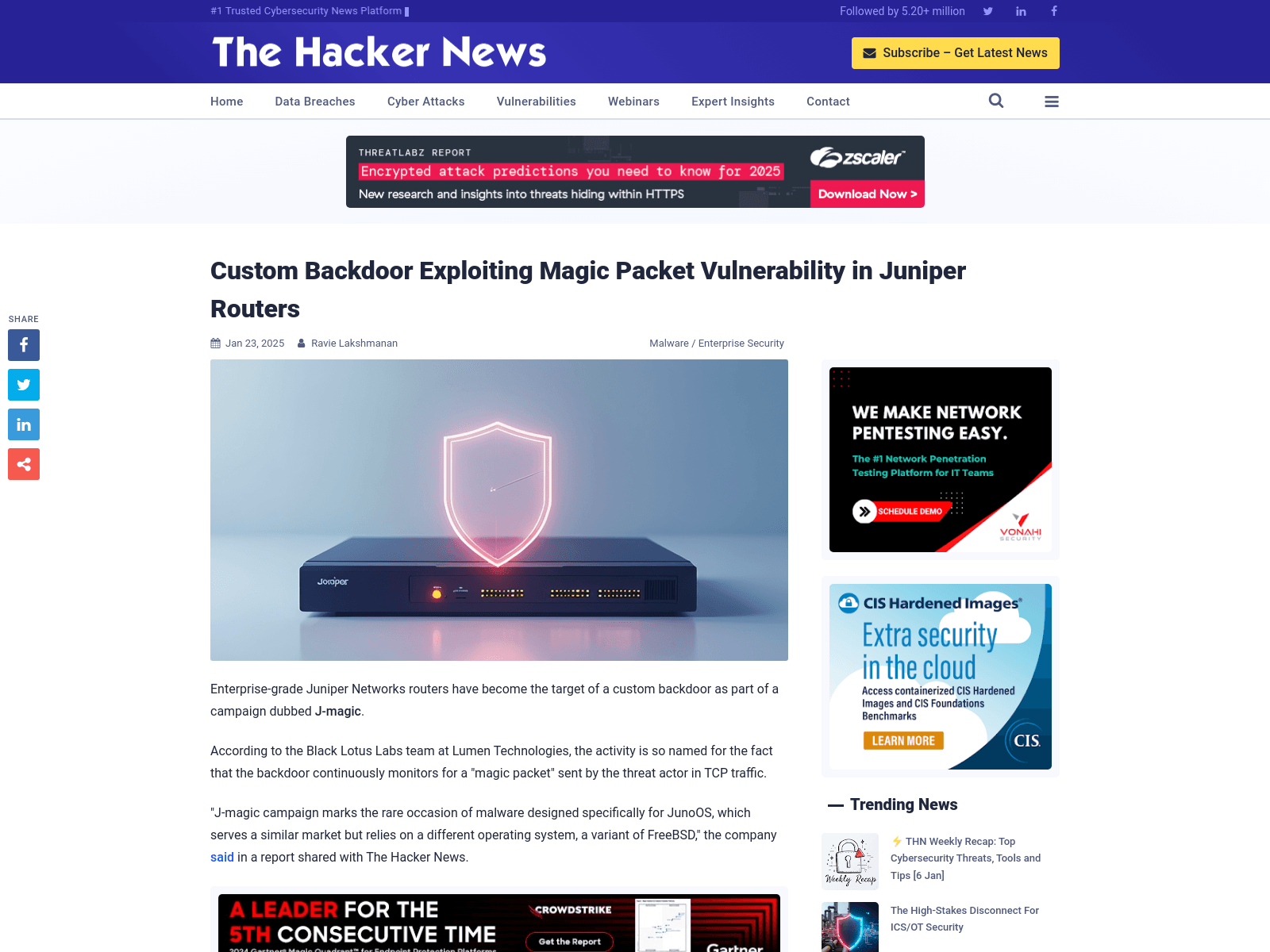 Custom Backdoor Exploiting Magic Packet Vulnerability in Juniper Routers