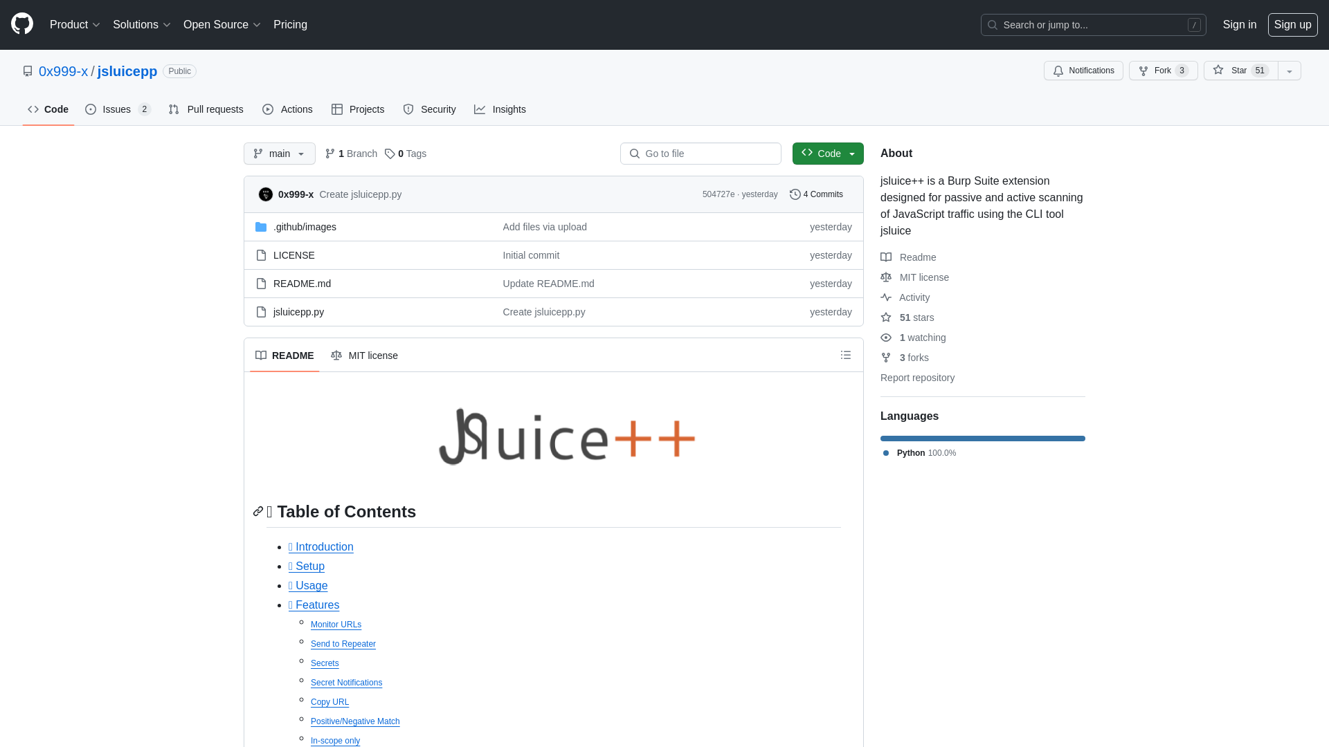 GitHub - 0x999-x/jsluicepp: jsluice++ is a Burp Suite extension designed for passive and active scanning of JavaScript traffic using the CLI tool jsluice