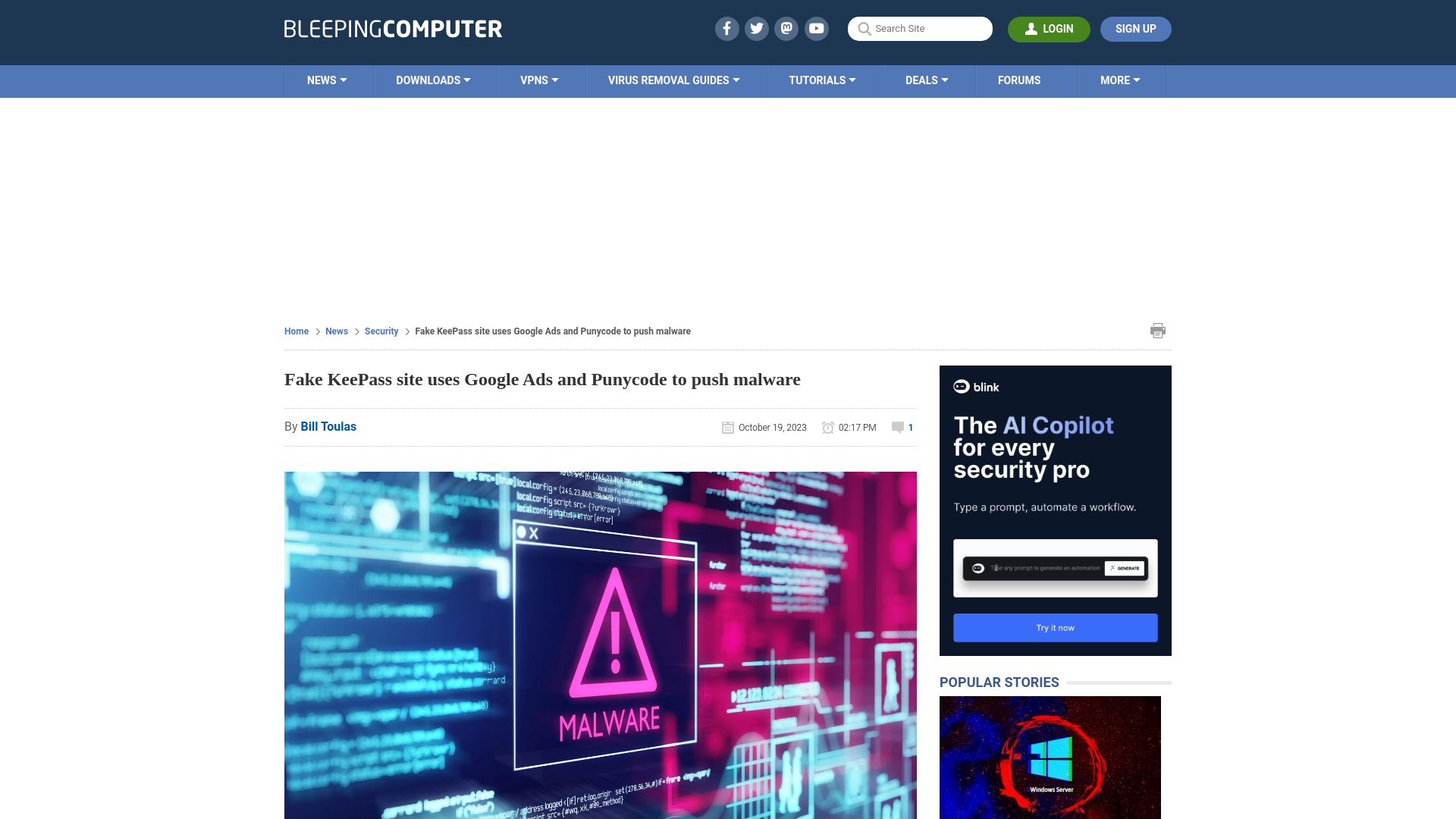 Fake KeePass site uses Google Ads and Punycode to push malware