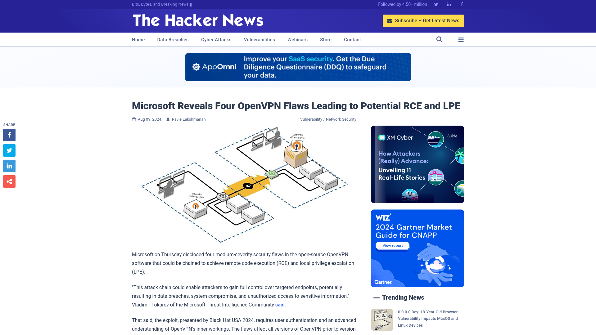 Microsoft Reveals Four OpenVPN Flaws Leading to Potential RCE and LPE