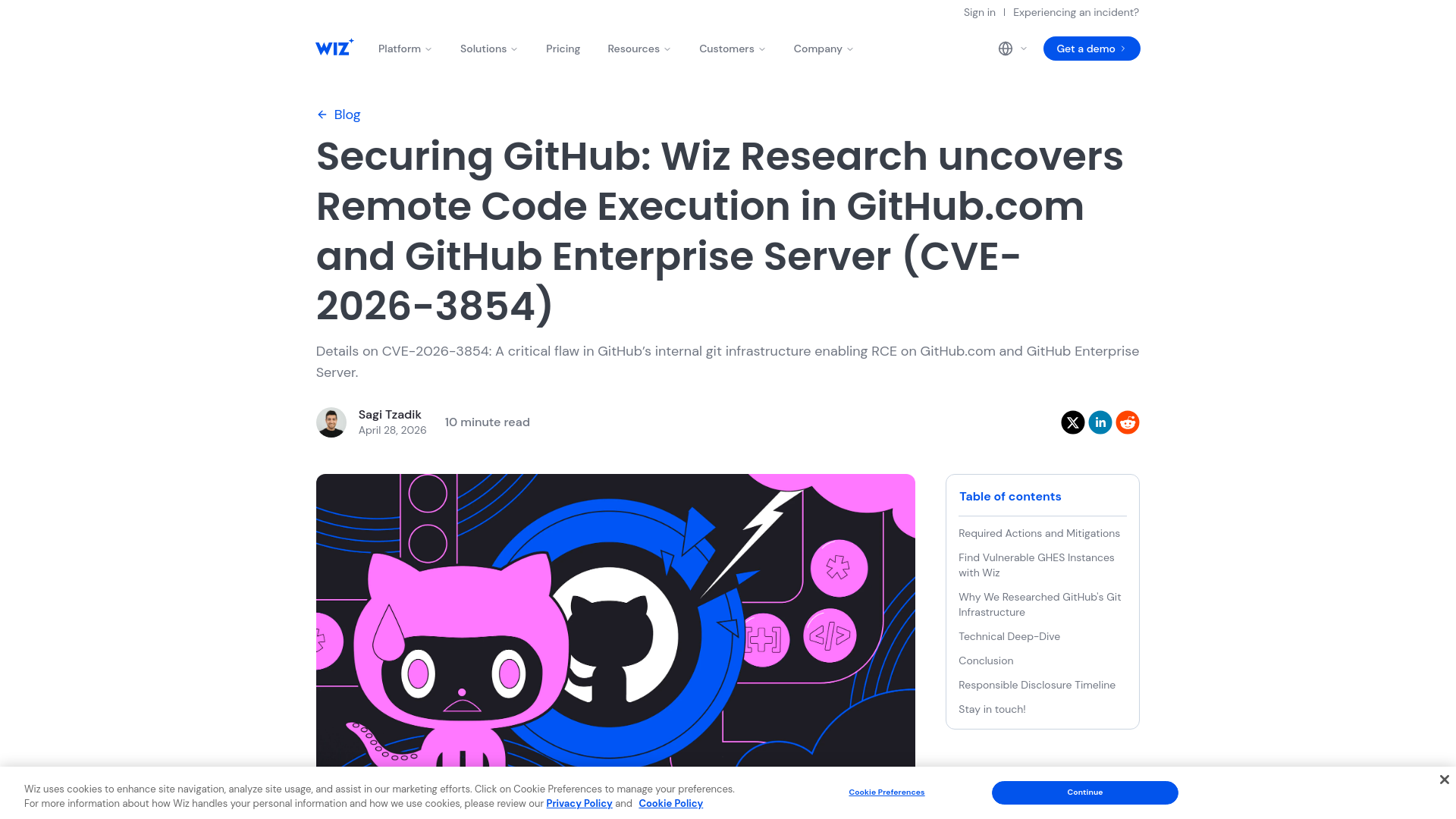 GitHub RCE Vulnerability: CVE-2026-3854 Breakdown | Wiz Blog