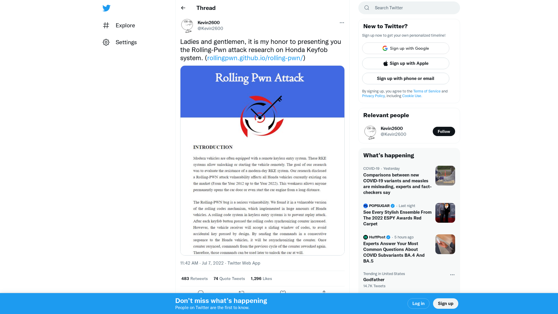 Kevin2600 on Twitter: "Ladies and gentlemen, it is my honor to presenting you the Rolling-Pwn attack research on Honda Keyfob system. (https://t.co/UqJEJofxtr) https://t.co/3ZccqfJrUa" / Twitter