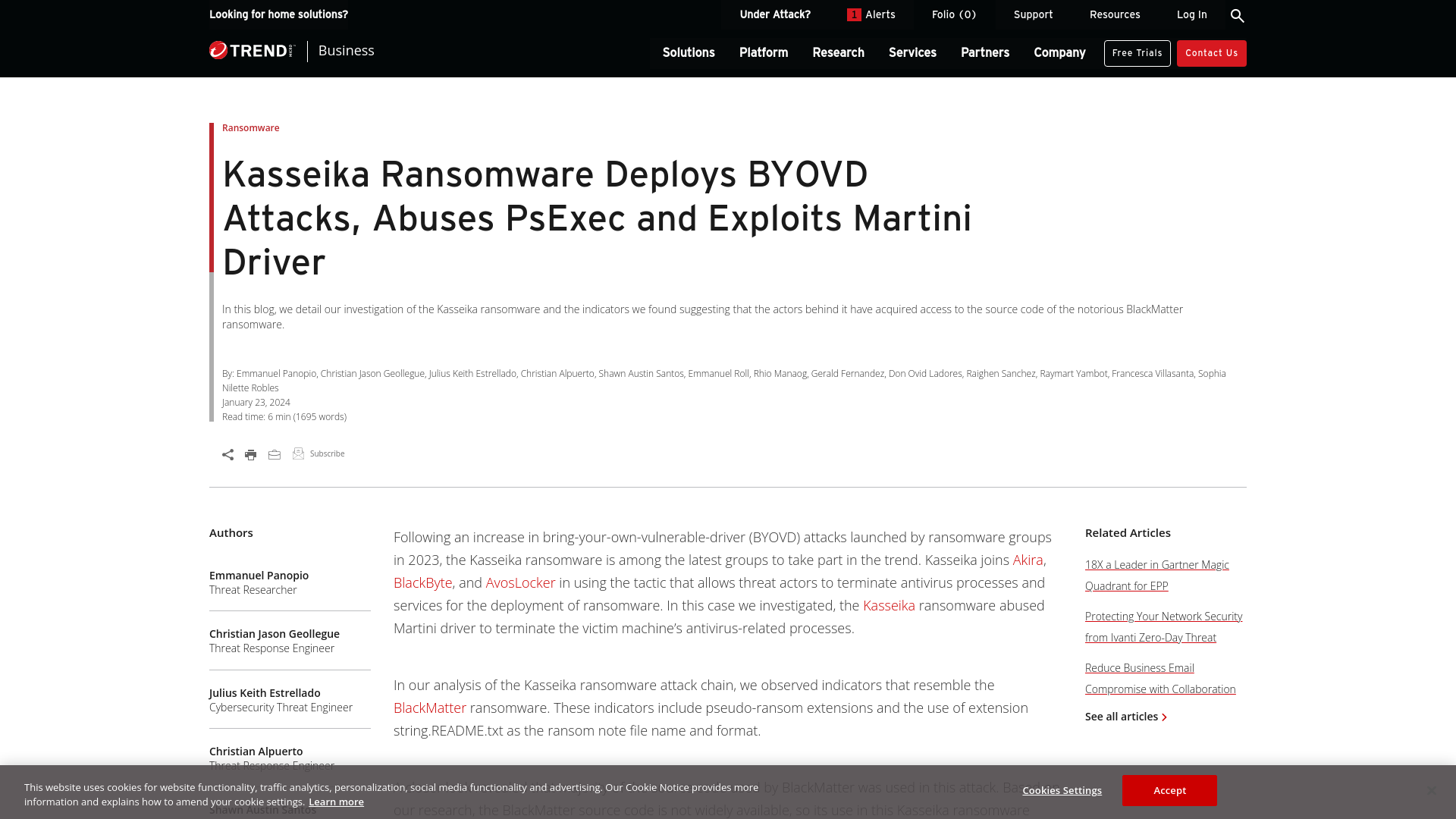 Kasseika Ransomware Deploys BYOVD Attacks Abuses PsExec and Exploits Martini Driver 