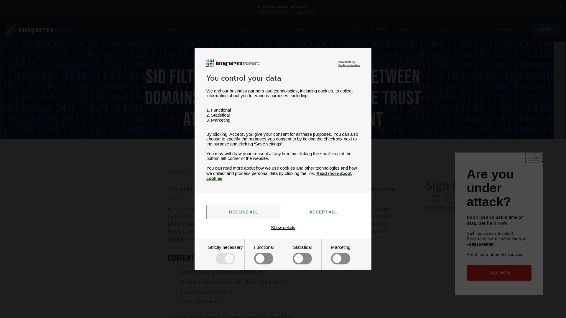 SID filter as security boundary between domains? (Part 6) - Schema change trust attack - from child to parent — Improsec | improving security