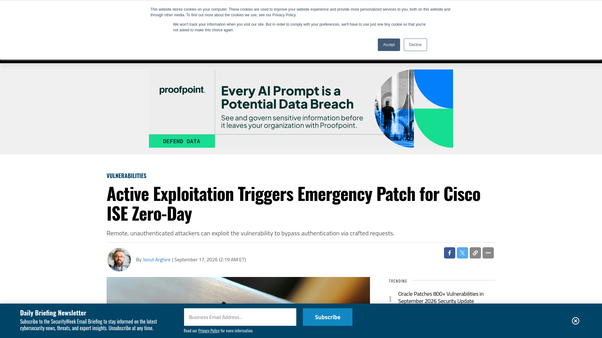 Active Exploitation Triggers Emergency Patch for Cisco ISE Zero-Day - SecurityWeek